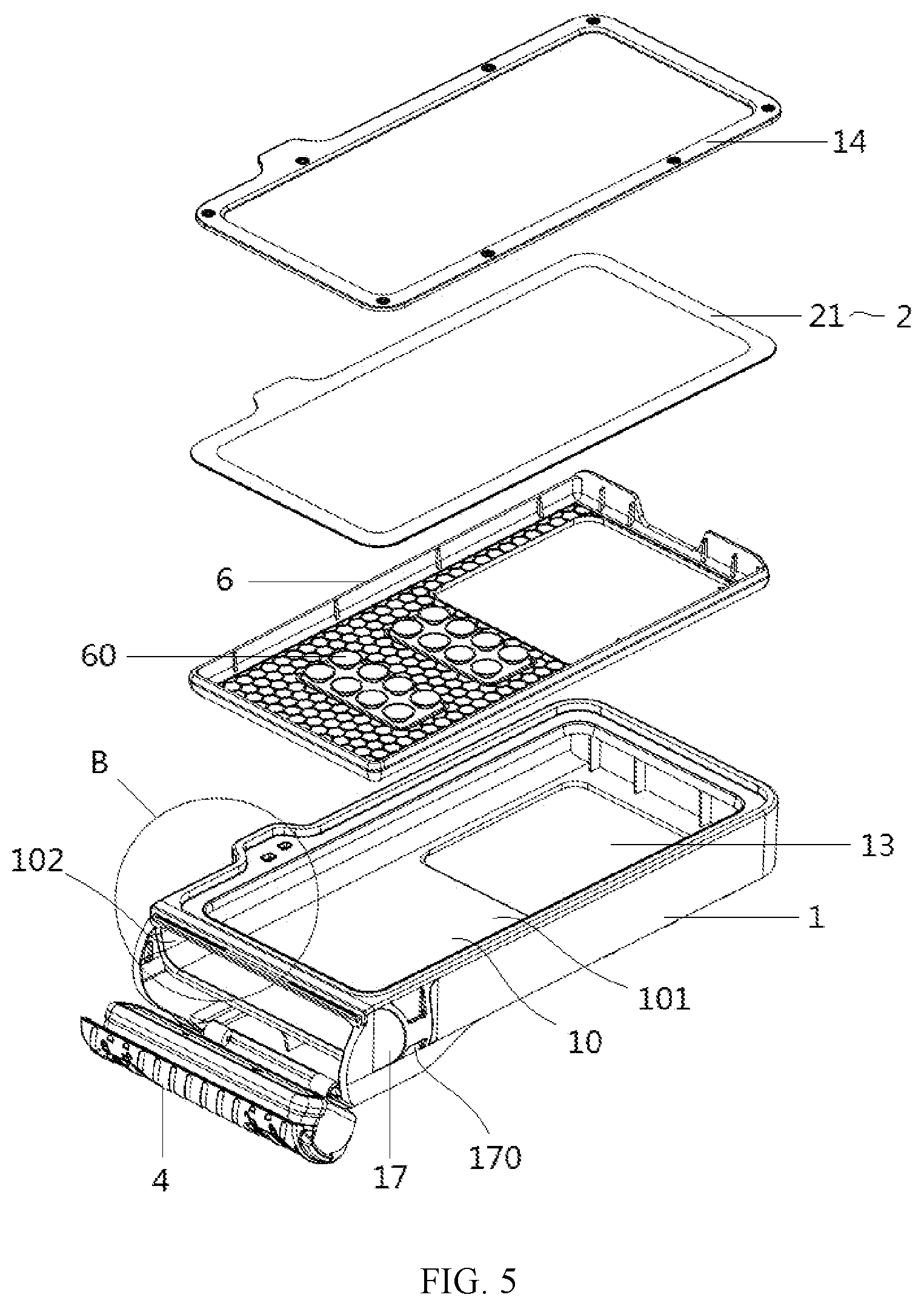 Patent US12602087 Figure 5 – Waterproof protective case of mobile terminal for diving