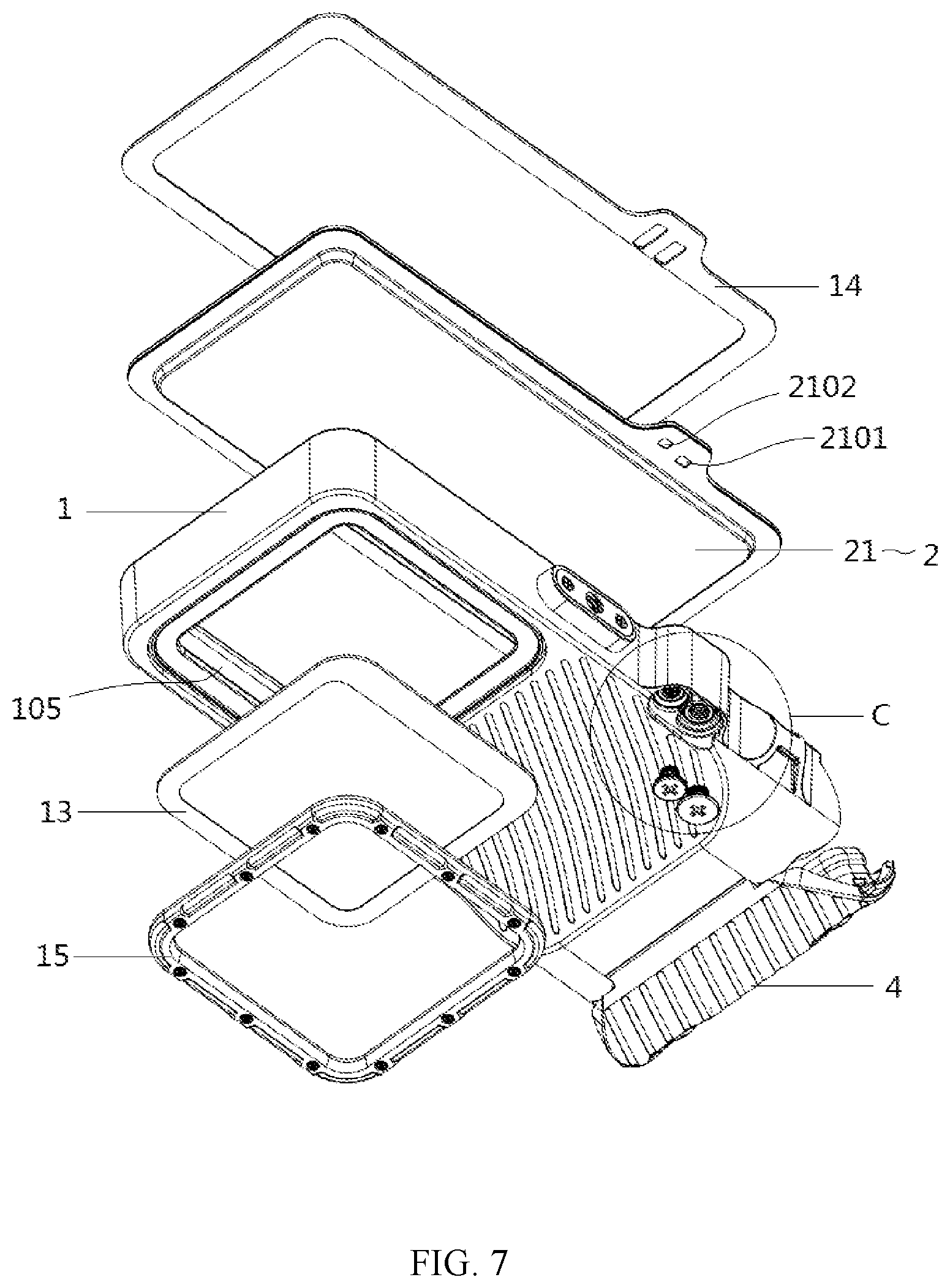 Patent US12602087 Figure 7 – Waterproof protective case of mobile terminal for diving