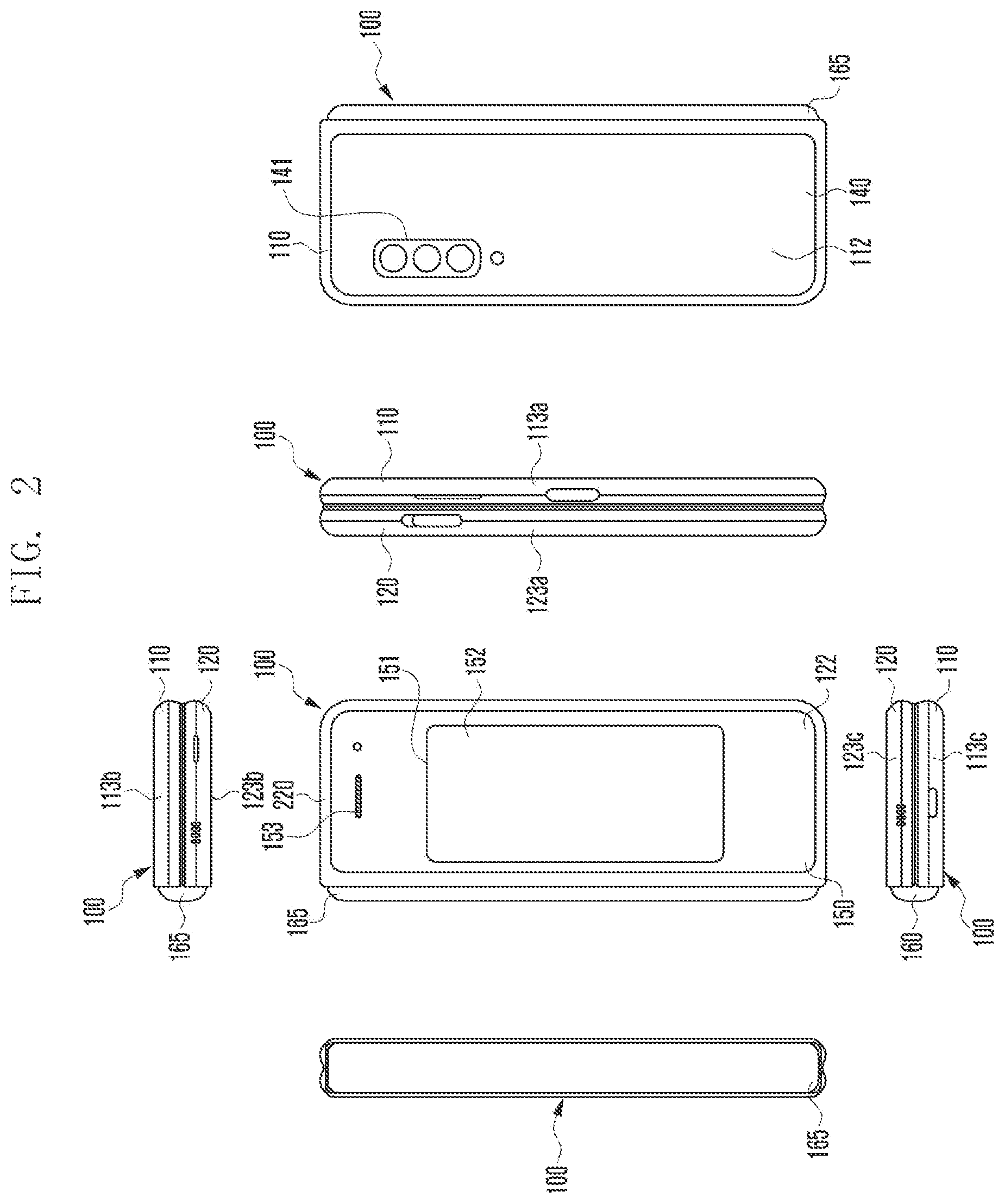 Patent US12602091 Figure 2 – Electronic device comprising dual display