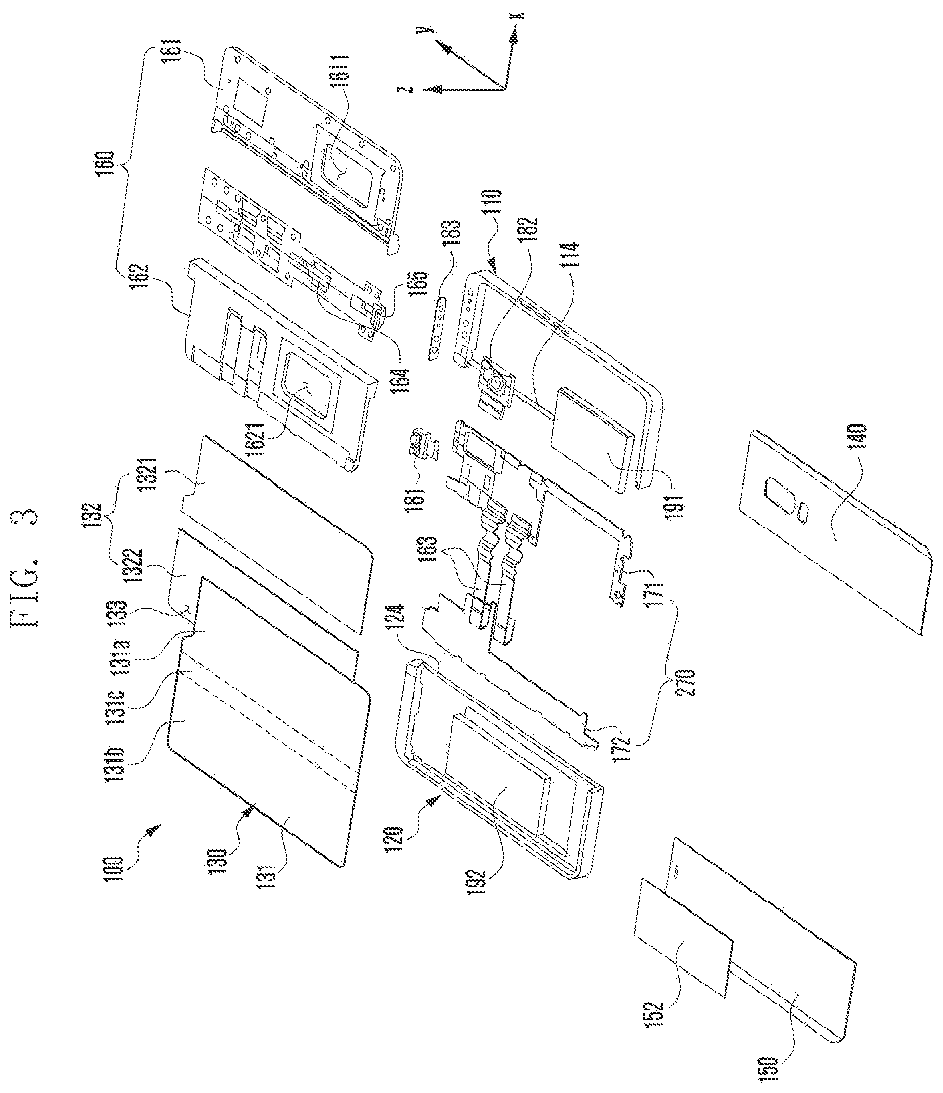 Patent US12602091 Figure 3 – Electronic device comprising dual display