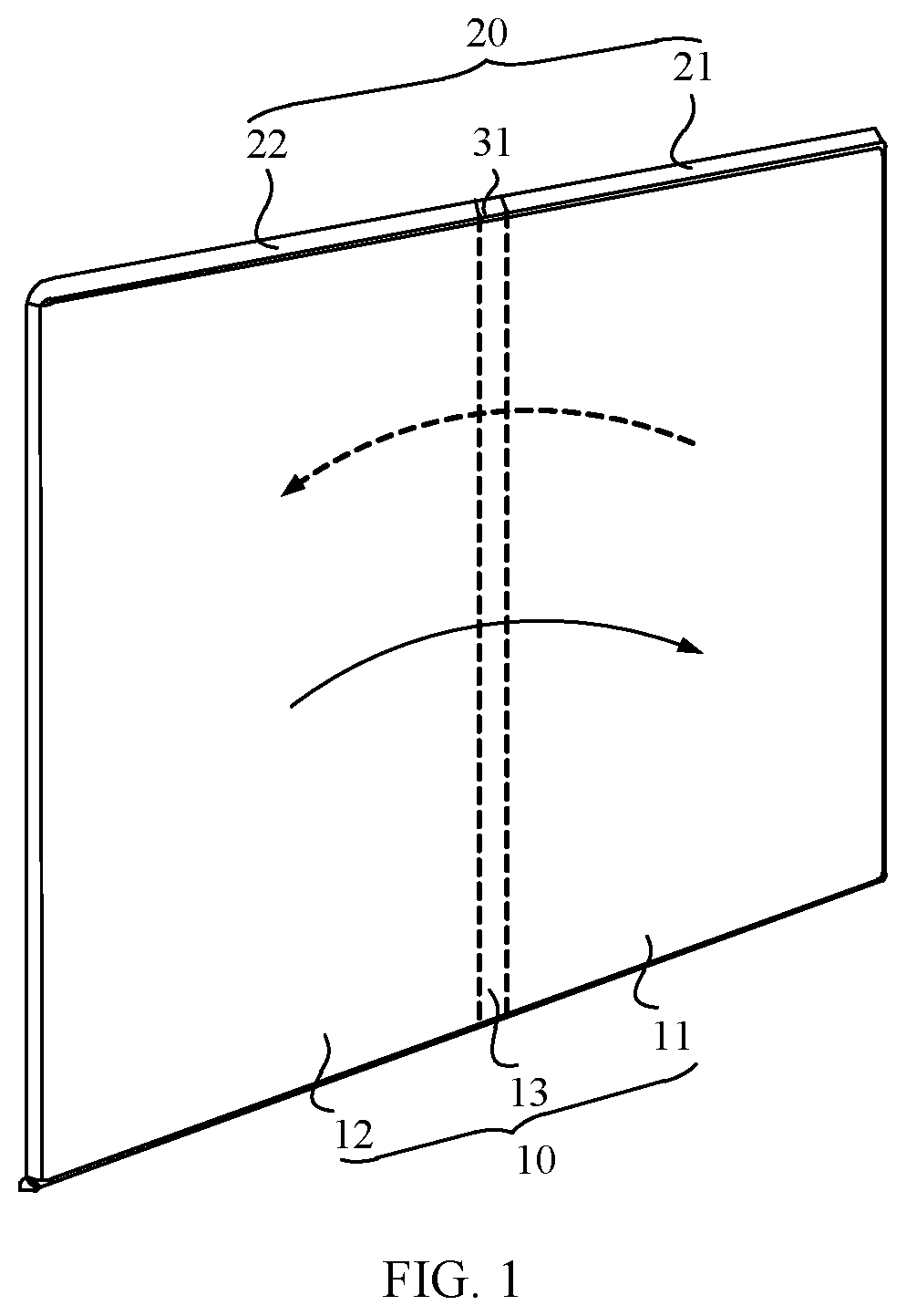 Patent US12602092 Figure 1 – Foldable-screen device and hinge component