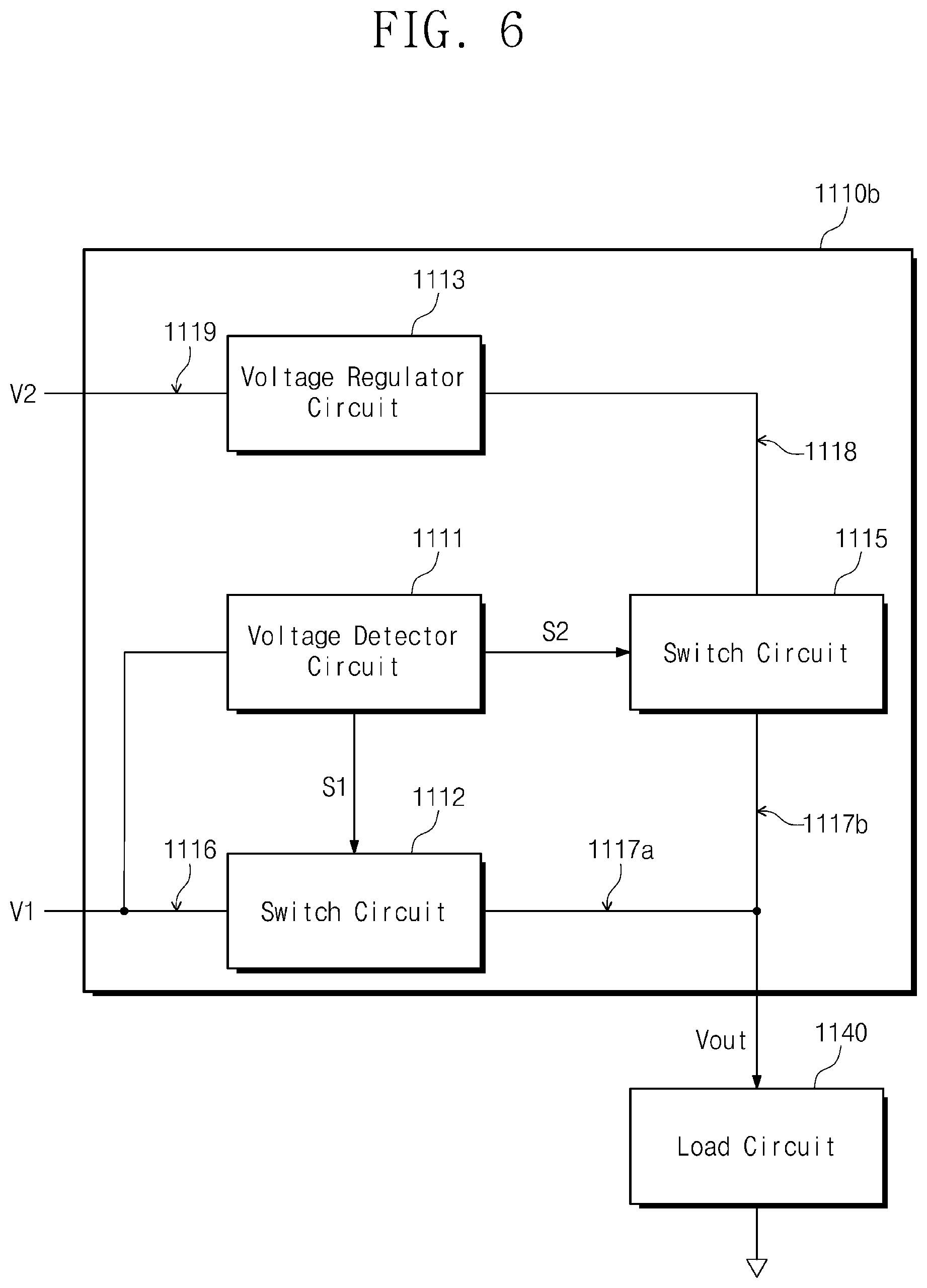 Patent US12602098 Figure 6 – Electronic circuit for outputting voltage based on a plurality of input voltages