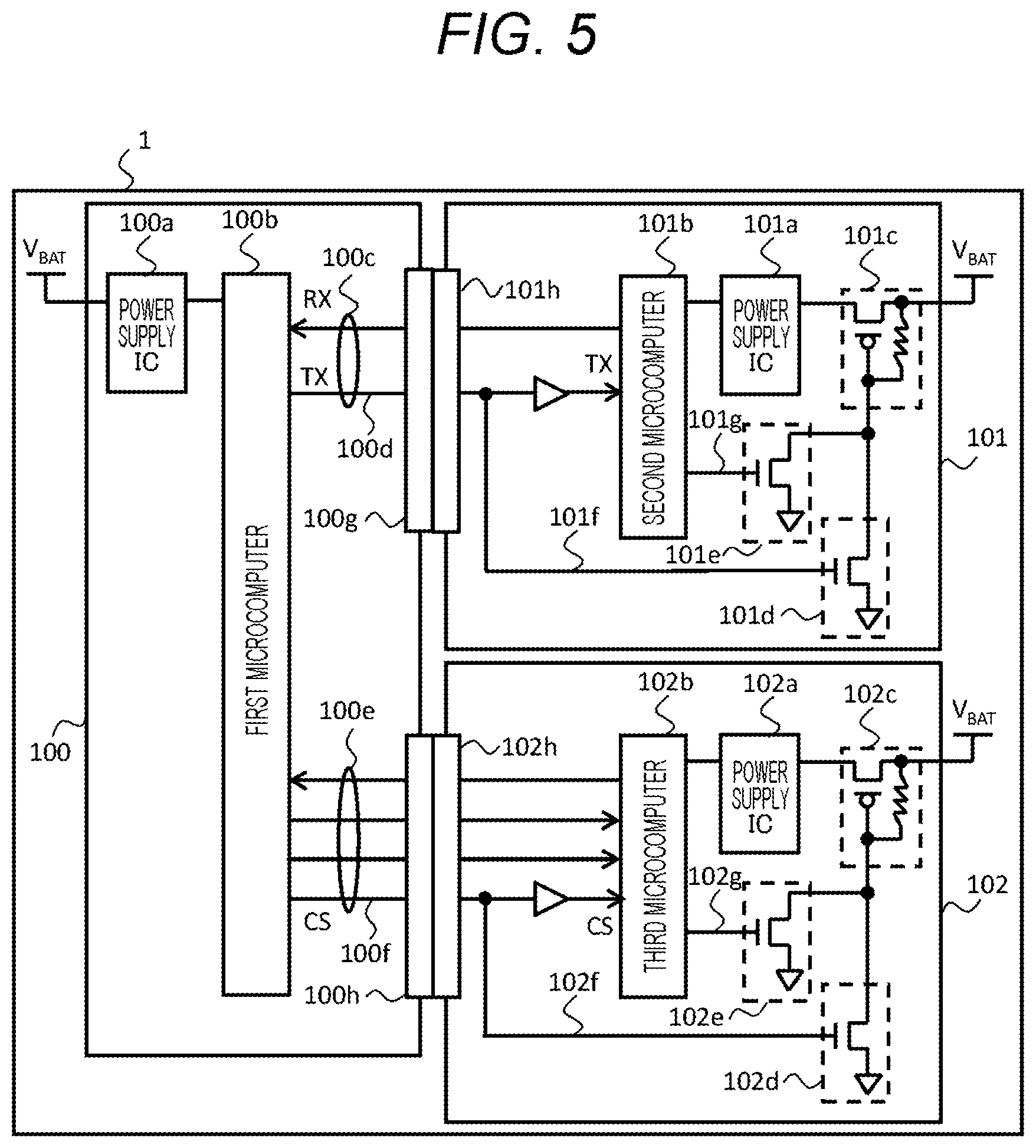 Patent US12602100 Figure 4 – Electronic module with communication-line controlled power supply for reducing dark current