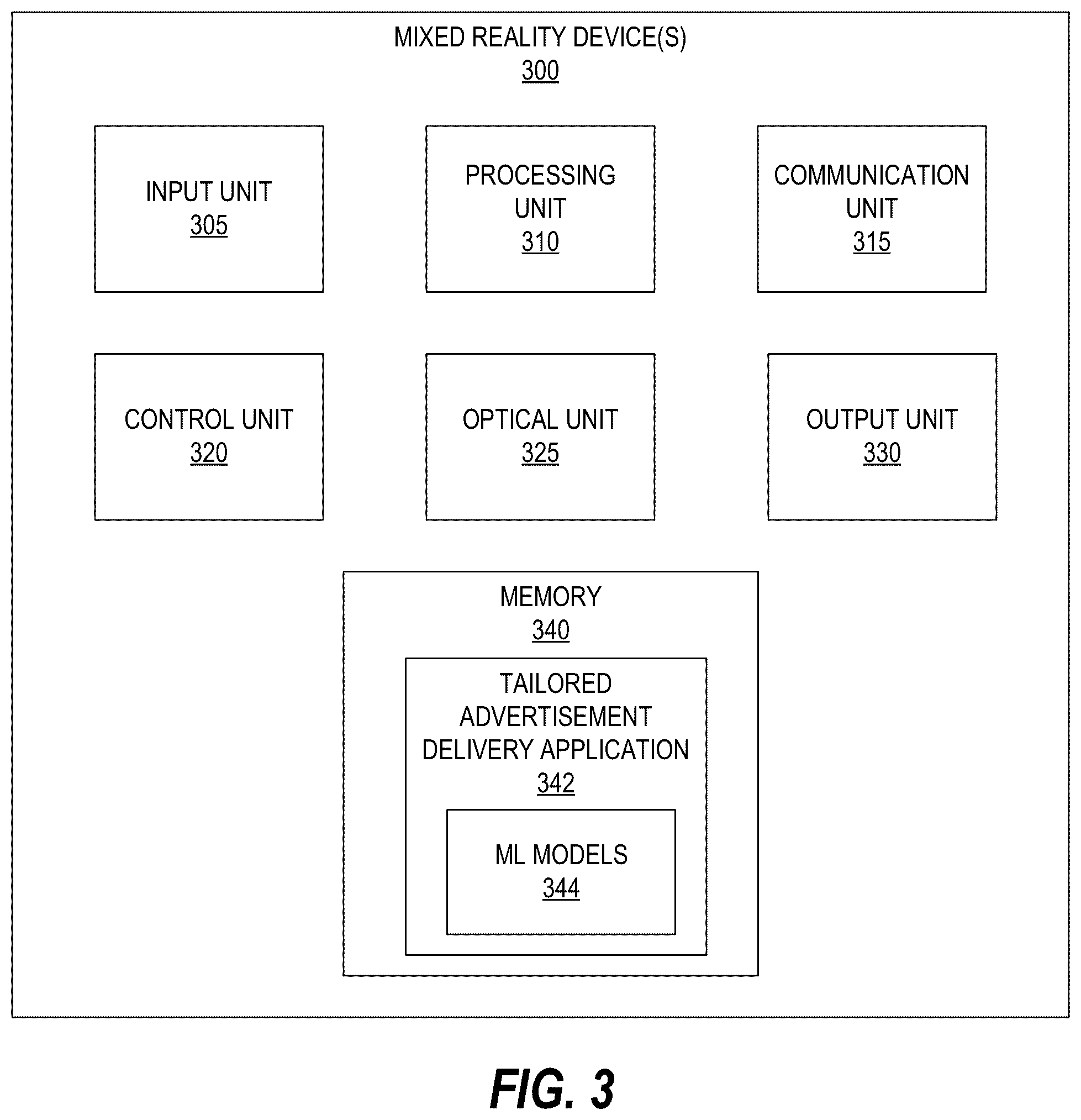 Patent US12602107 Figure 3 – System and method for delivering tailored visual content in an augmented reality environment