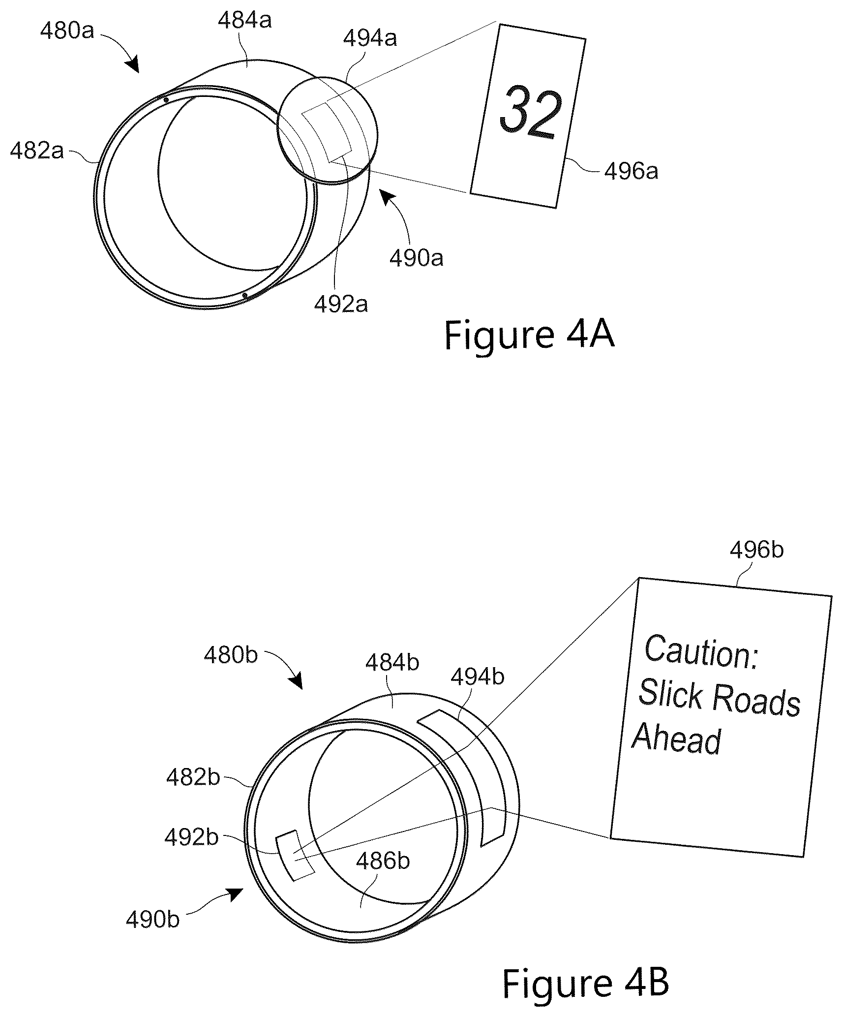 Patent US12602111 Figure 4 – Projection system for smart ring visual output