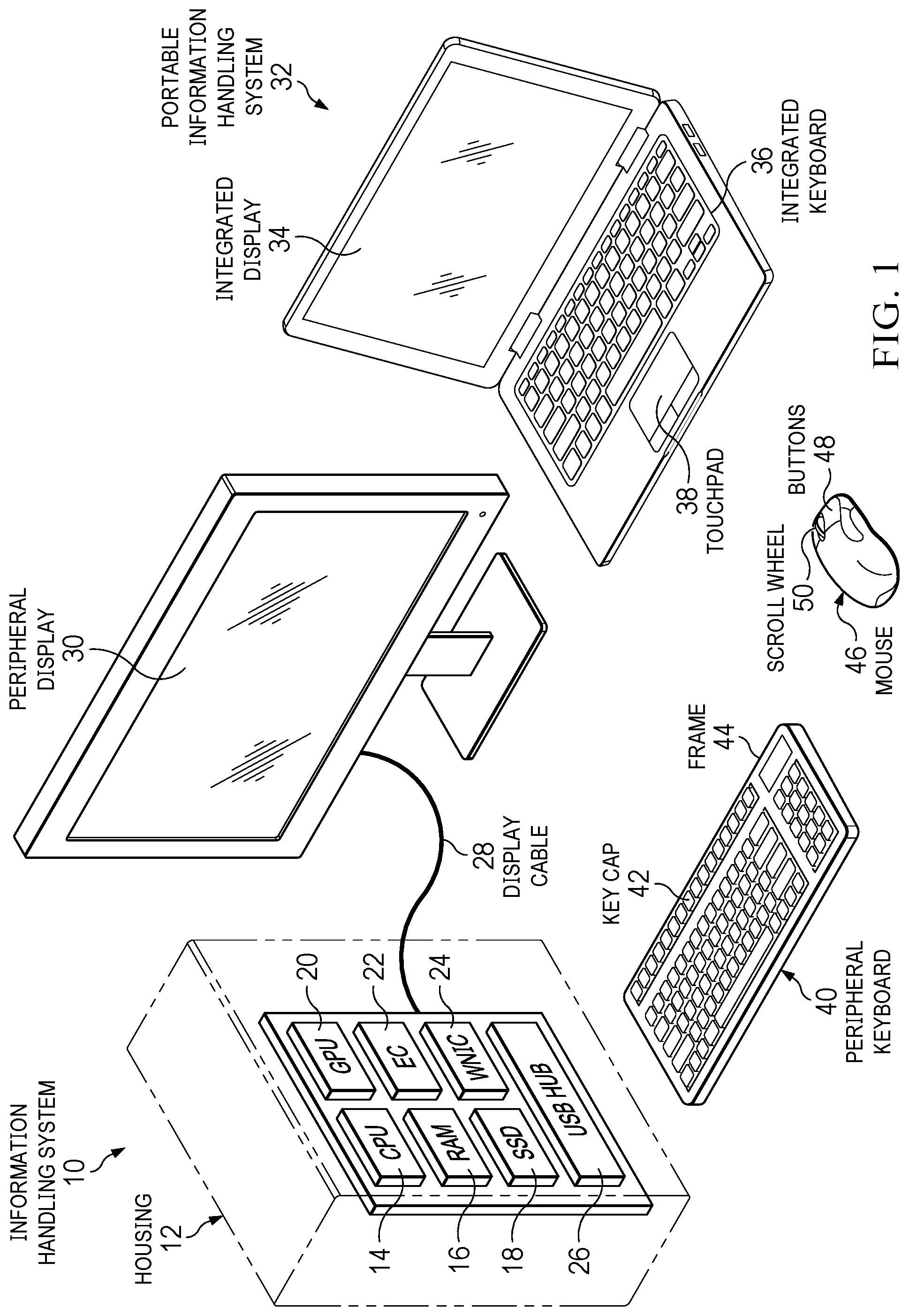Patent US12602116 Figure 1 – Low acoustic mouse scroll wheel