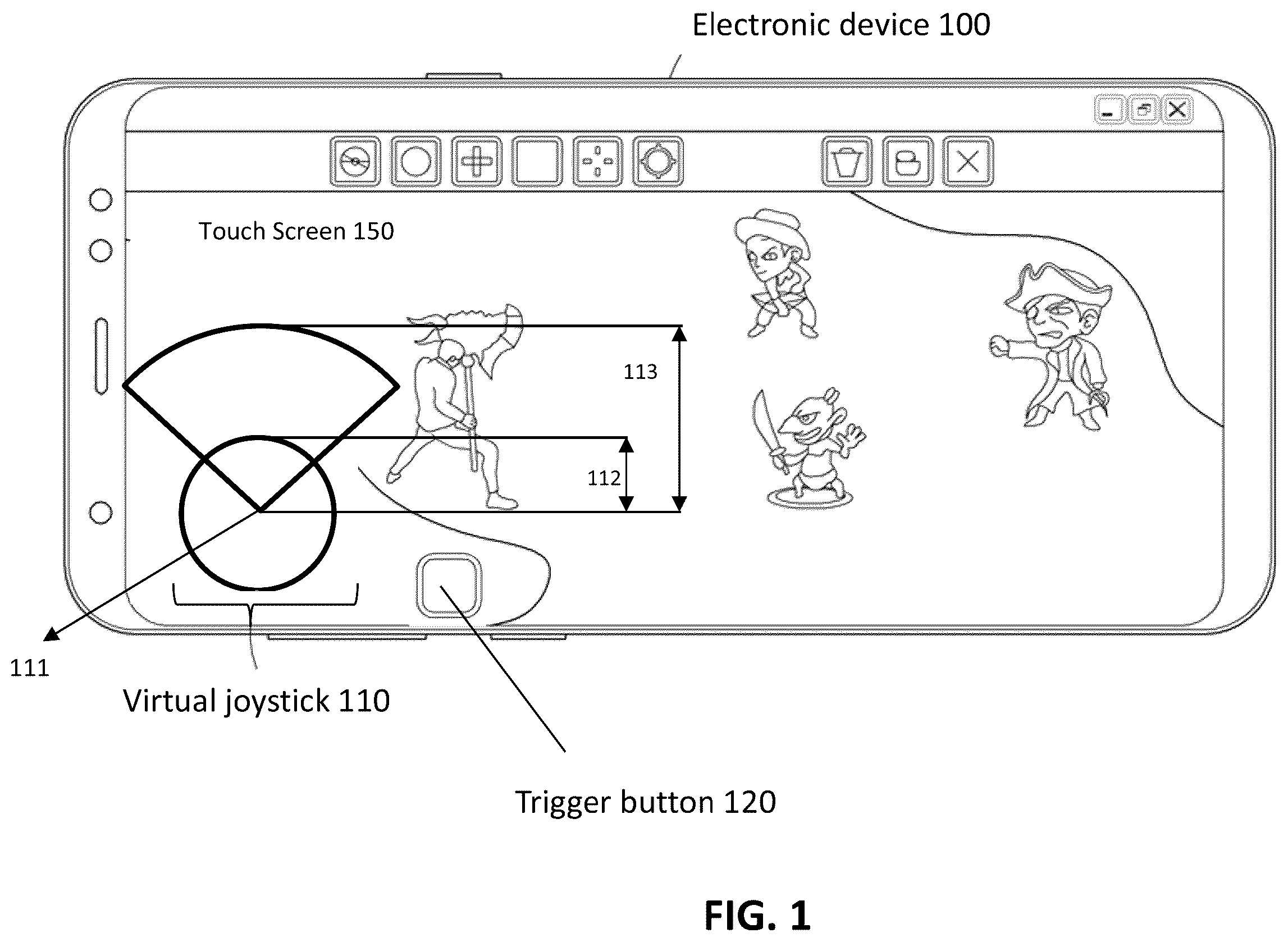 Patent US12602117 Figure 1 – Touch joystick