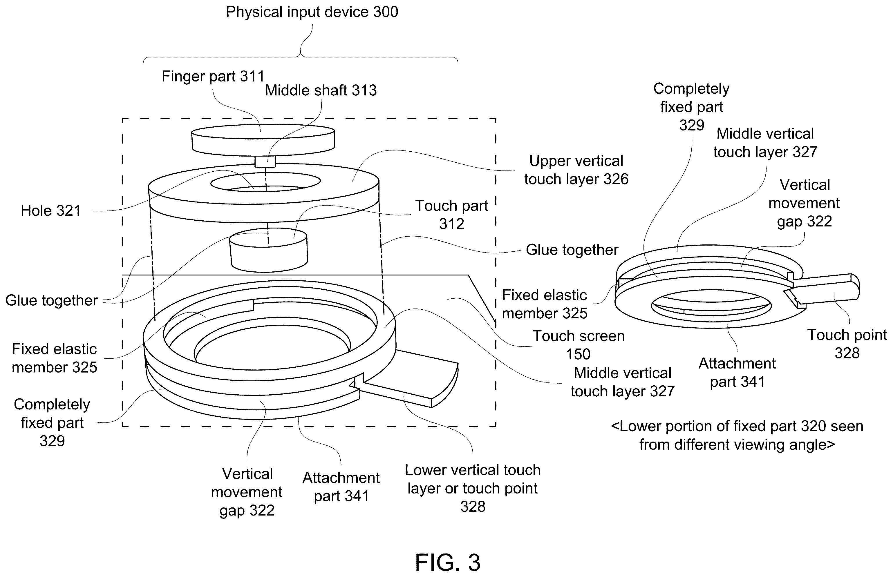 Patent US12602117 Figure 3 – Touch joystick