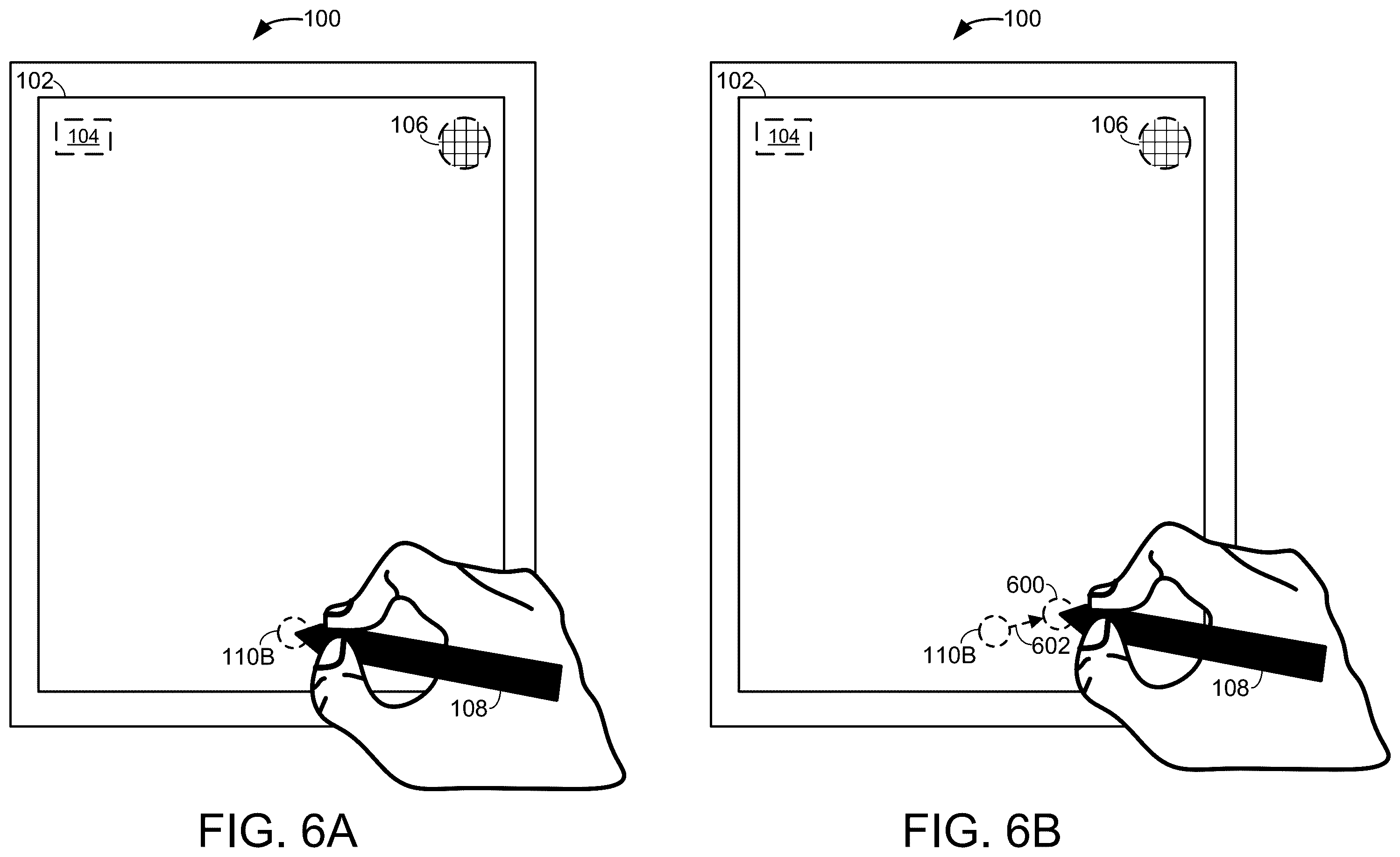 Patent US12602119 Figure 6 – Stylus movement translation switching
