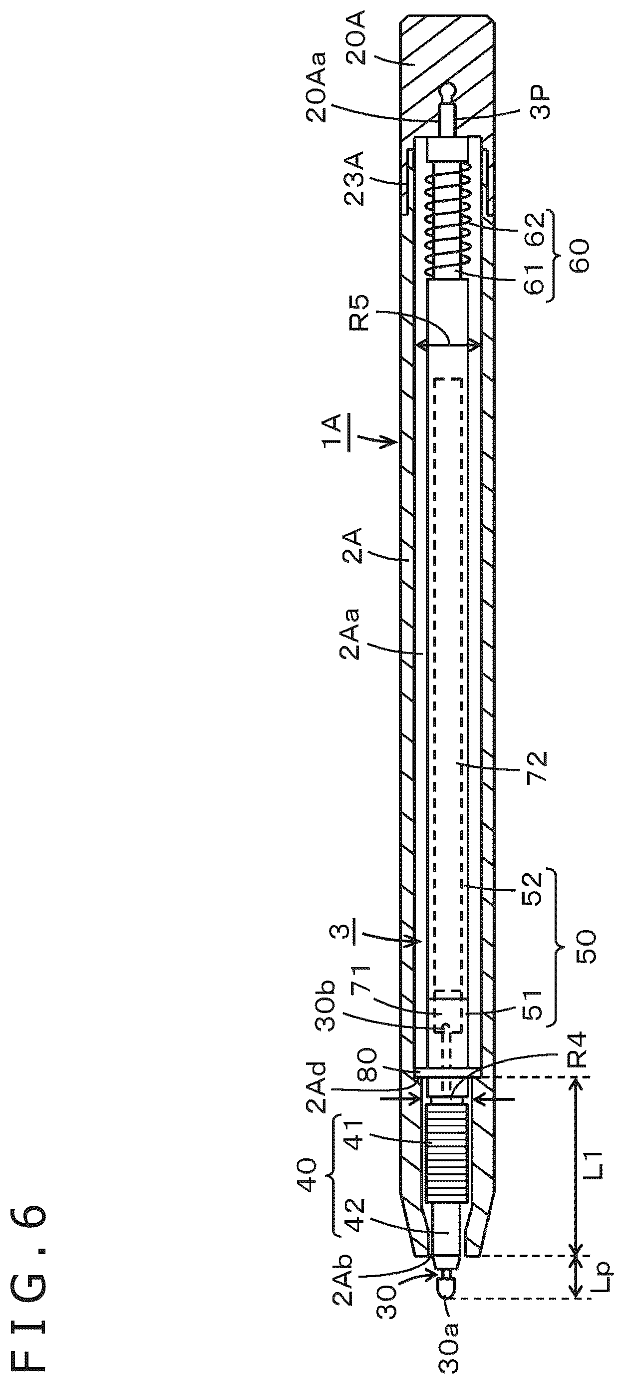 Patent US12602120 Figure 5 – Electronic pen having knock mechanism to push and retract electronic pen main body out of and into pen housing