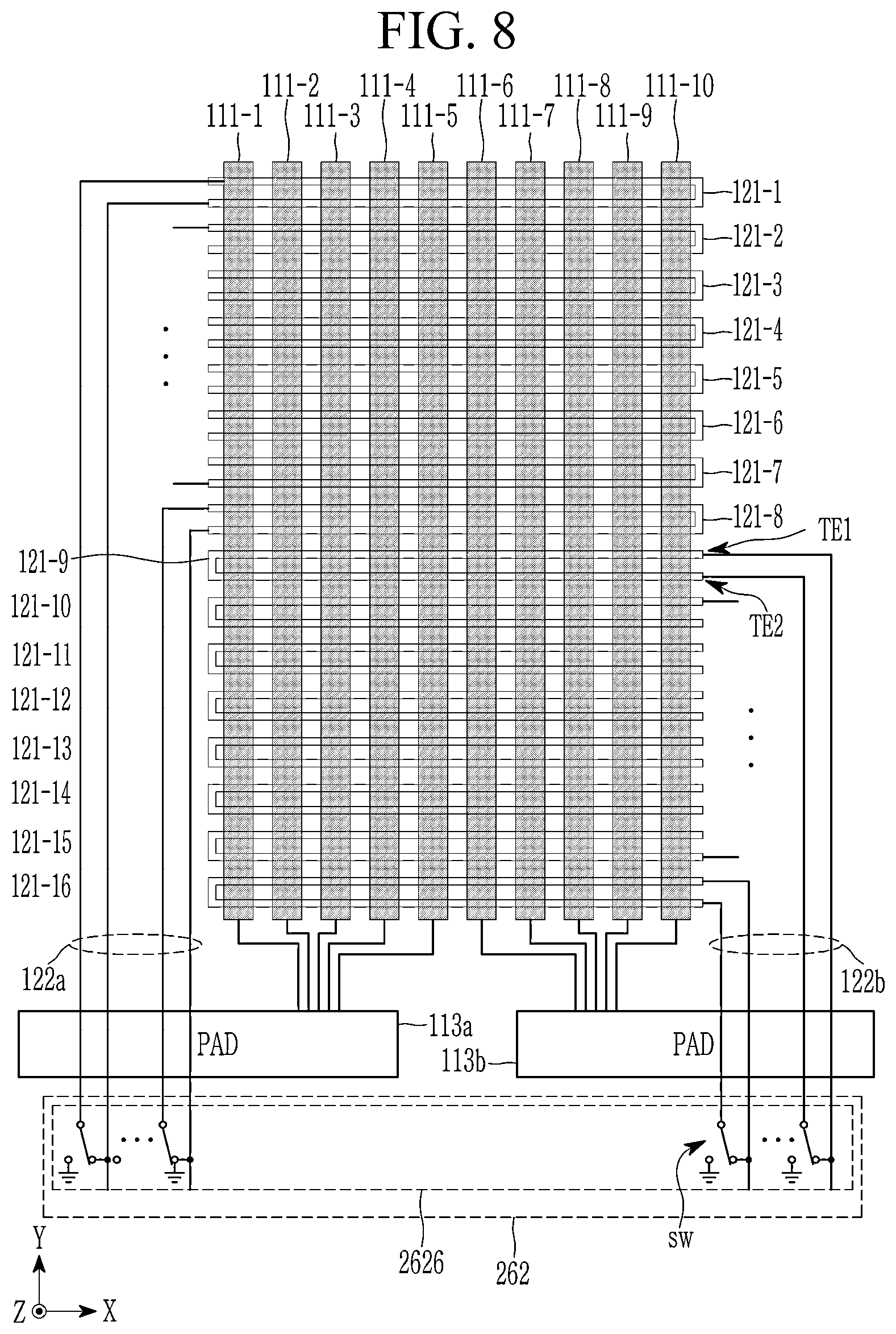 Patent US12602121 Figure 11 – Touch device for passive resonant stylus, driving method for the same and touch system