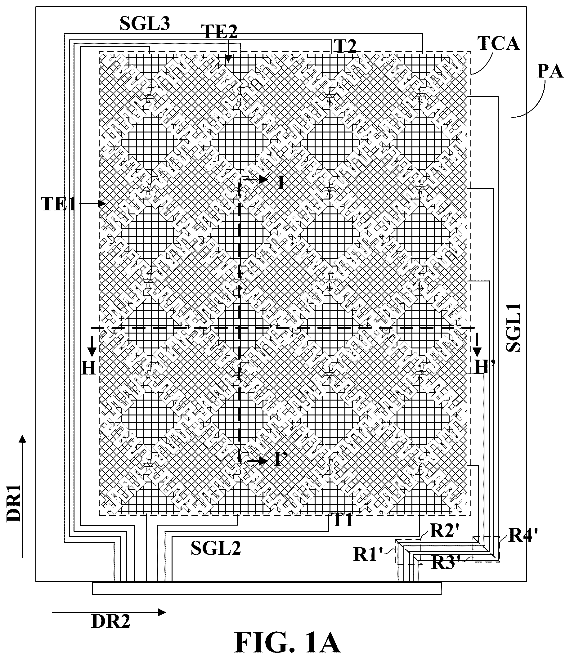 Patent US12602129 Figure 1 – Touch control structure and display apparatus with touch signal lines with double-layer region in a corner area