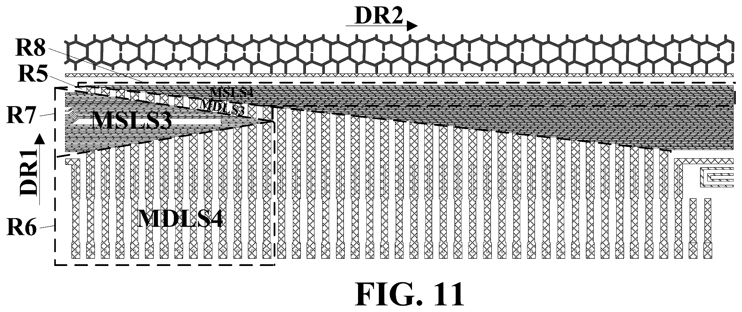 Patent US12602129 Figure 13 – Touch control structure and display apparatus with touch signal lines with double-layer region in a corner area