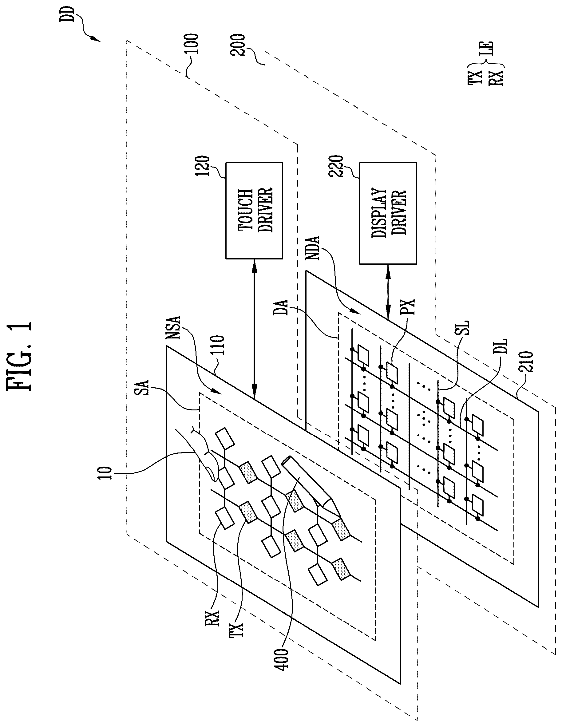 Patent US12602131 Figure 1 – Display device and driving method of the same