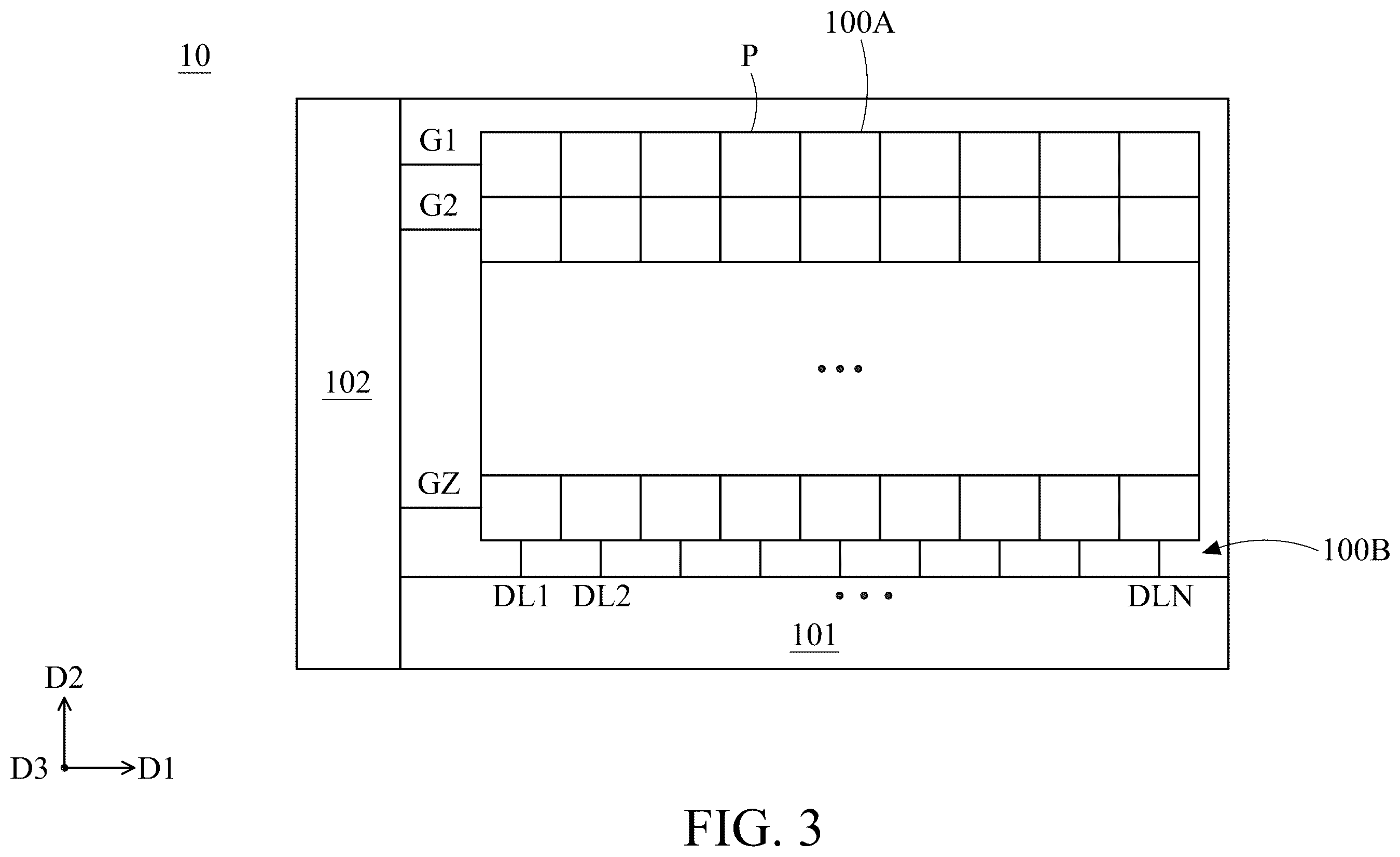 Patent US12602134 Figure 3 – Electronic device having a touch layer overlapping a display panel