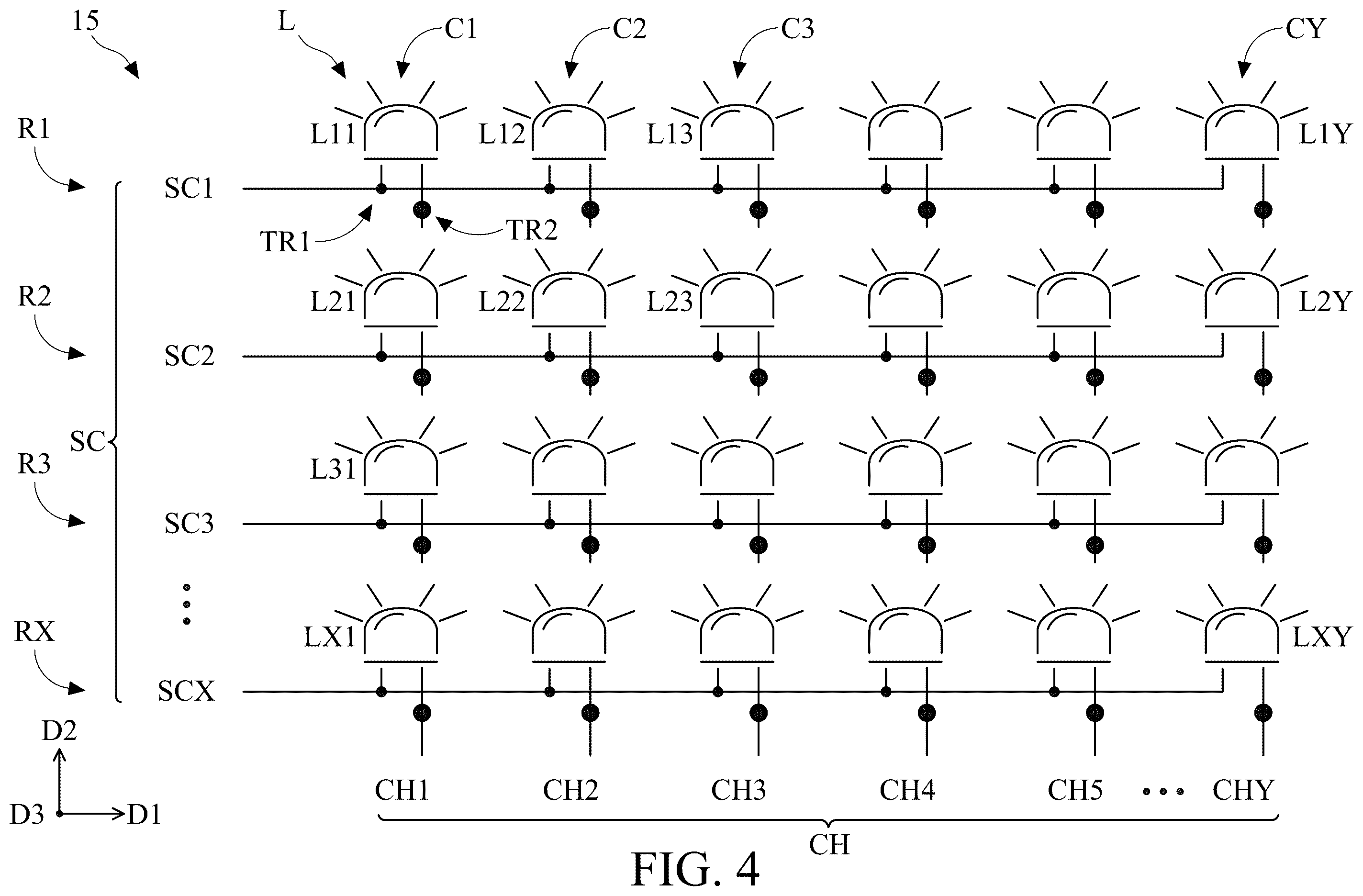 Patent US12602134 Figure 4 – Electronic device having a touch layer overlapping a display panel