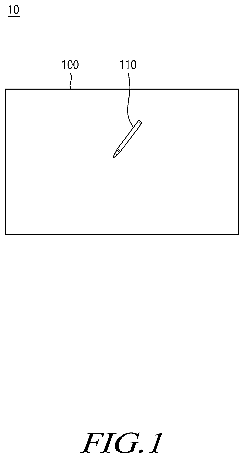 Patent US12602135 Figure 1 – Display device and pen touch system