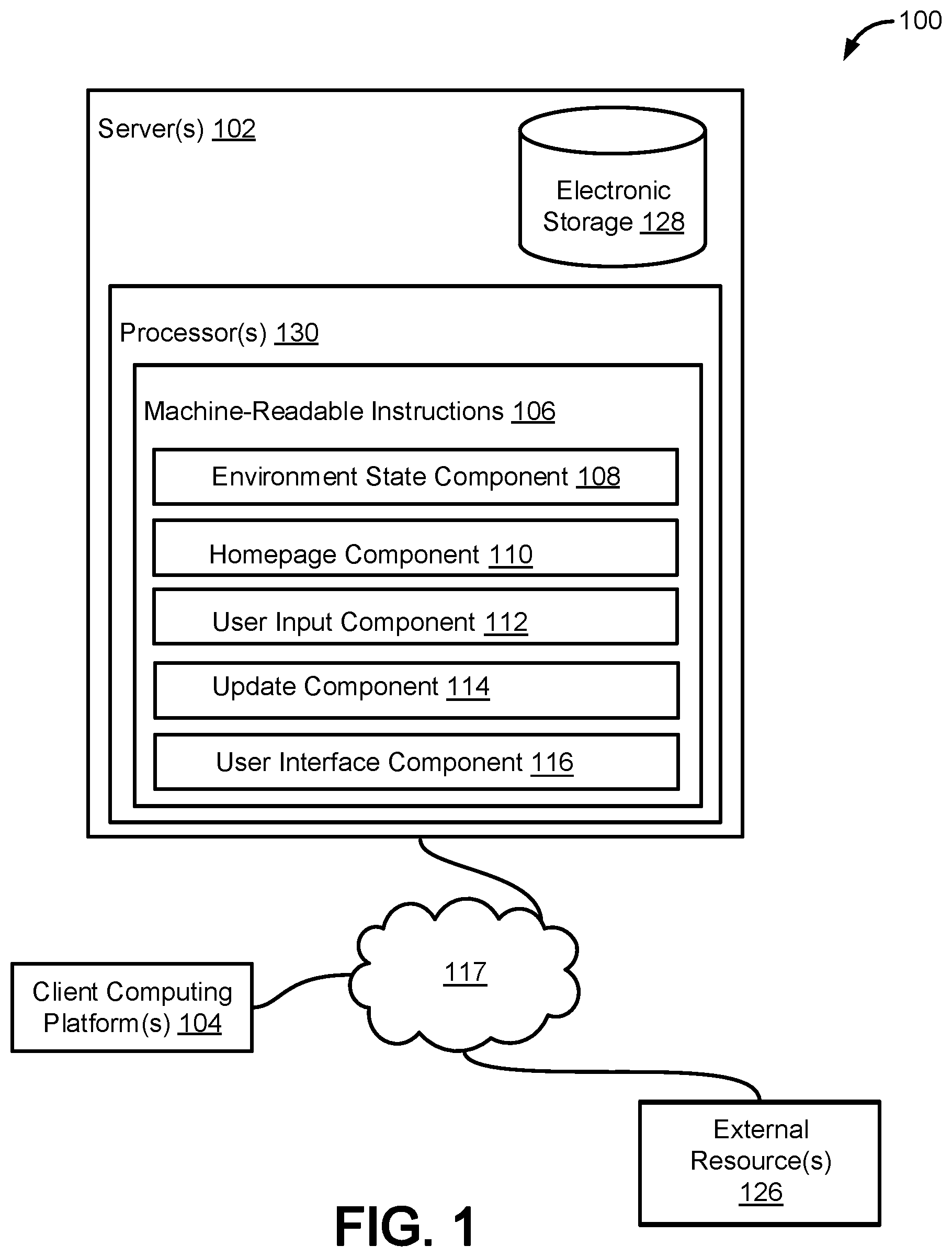 Patent US12602152 Figure 1 – Systems and methods to provide personalized graphical user interfaces within a collaboration environment