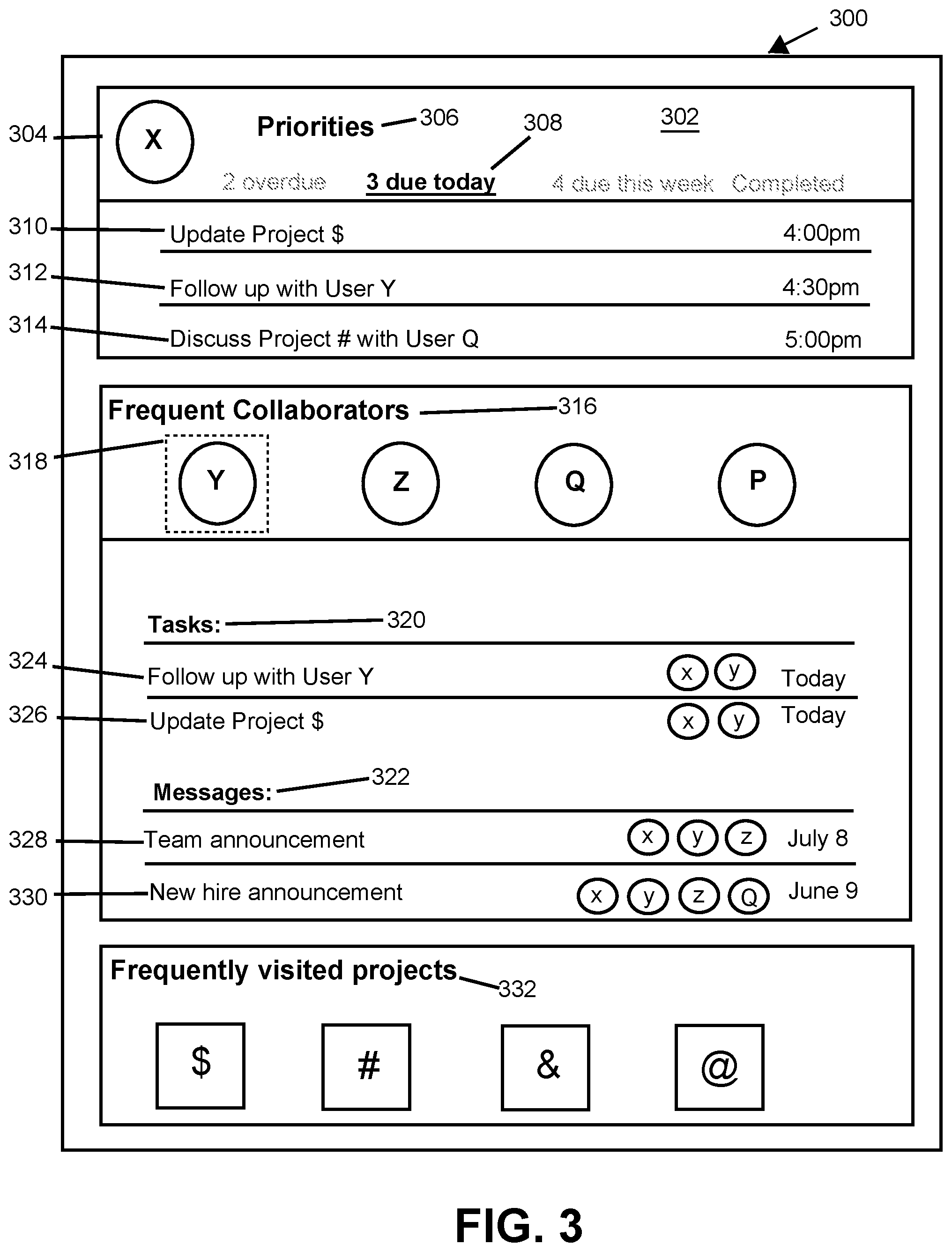 Patent US12602152 Figure 3 – Systems and methods to provide personalized graphical user interfaces within a collaboration environment