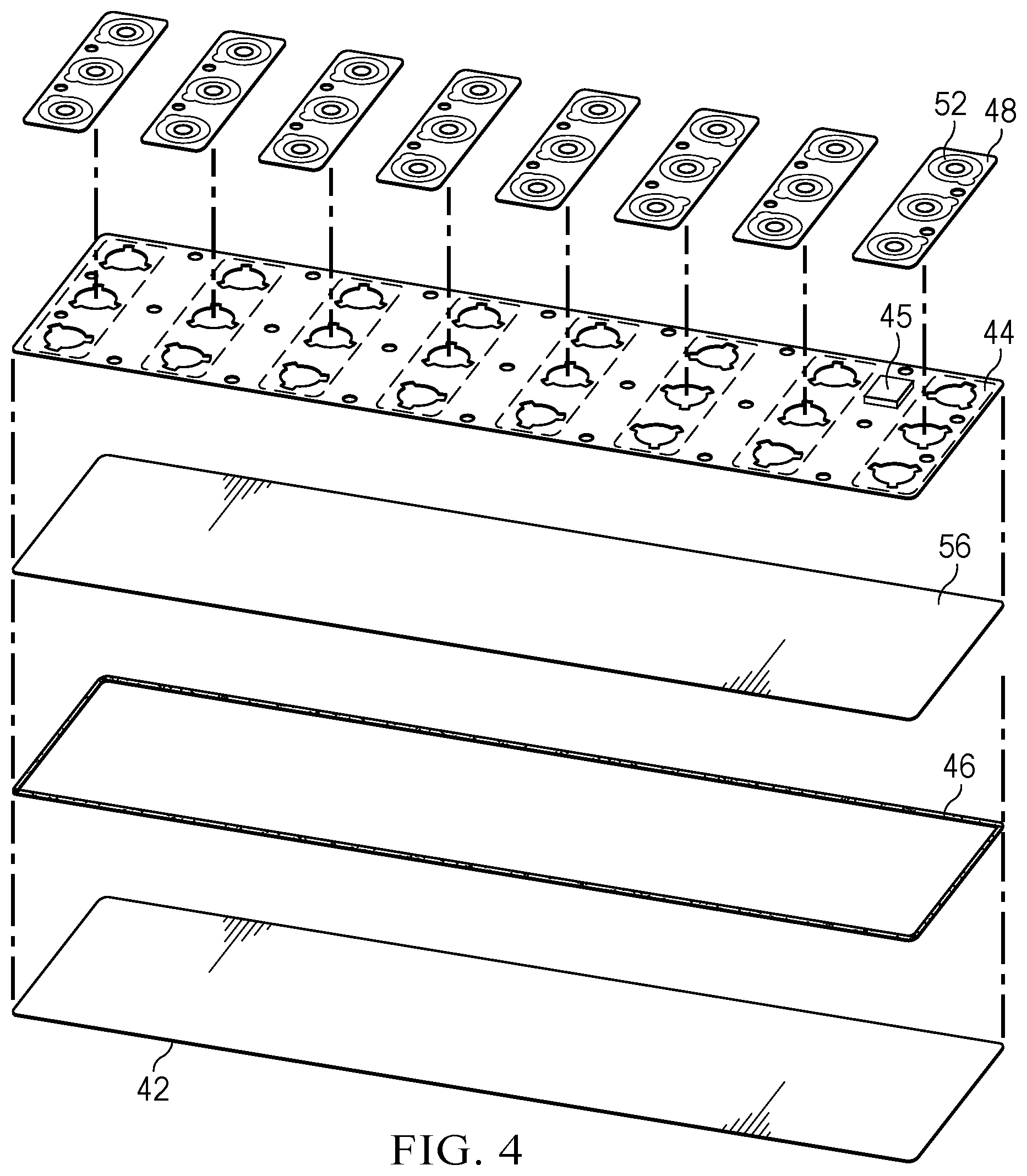 Patent US12602156 Figure 4 – Information handling system touch detection palm rest to support touch function row