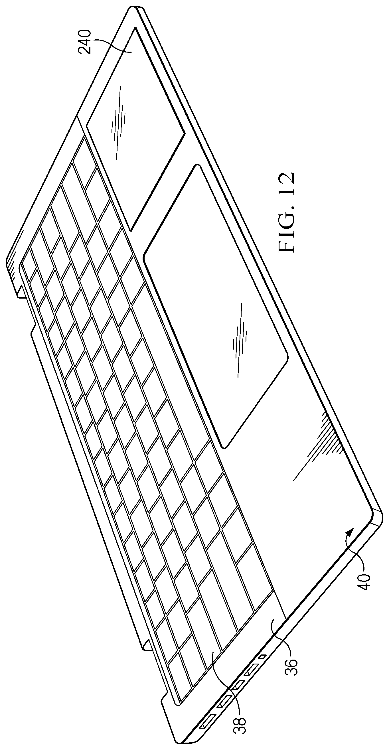 Patent US12602156 Figure 15 – Information handling system touch detection palm rest to support touch function row
