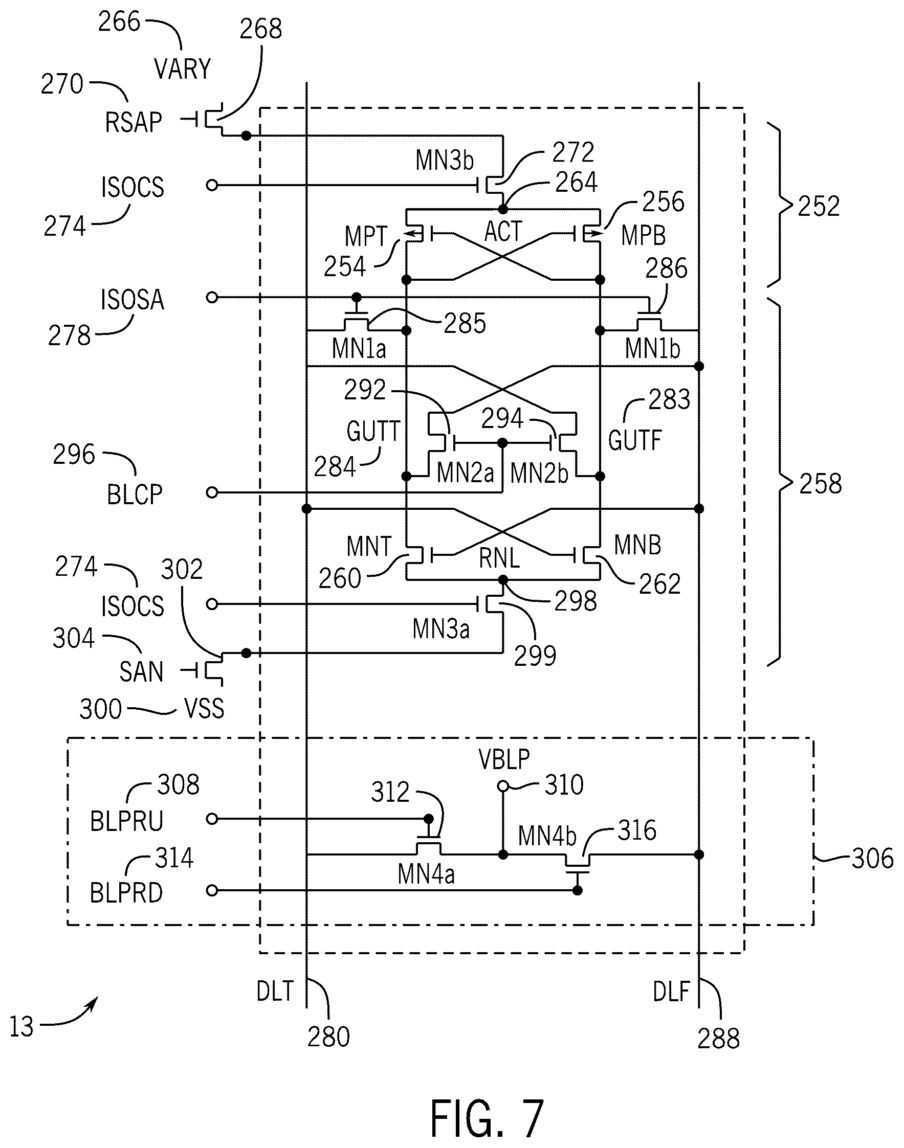 Patent US12602175 Figure 7 – Charge domain compute-in-DRAM for binary neural network