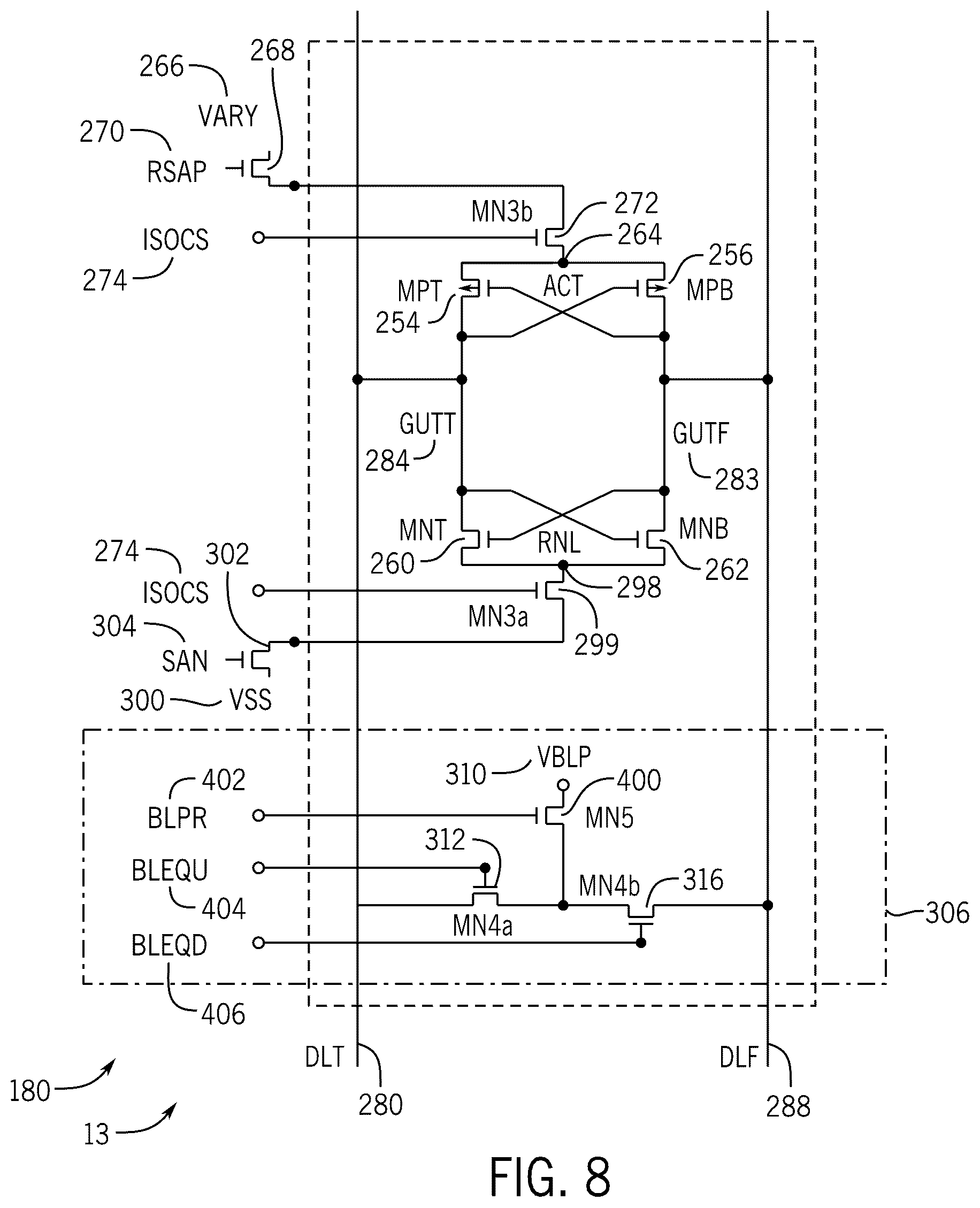 Patent US12602175 Figure 8 – Charge domain compute-in-DRAM for binary neural network
