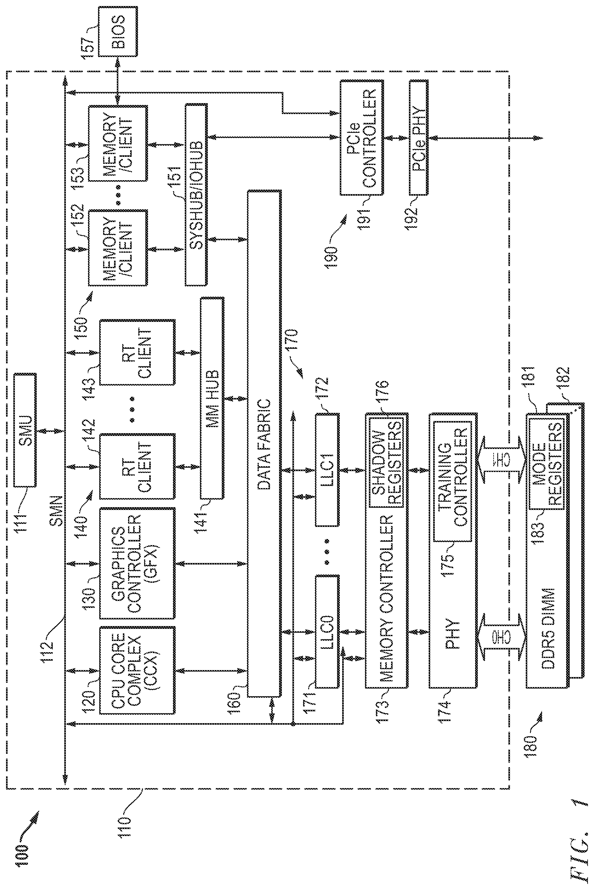 Patent US12602181 Figure 1 – Memory training for power state changes