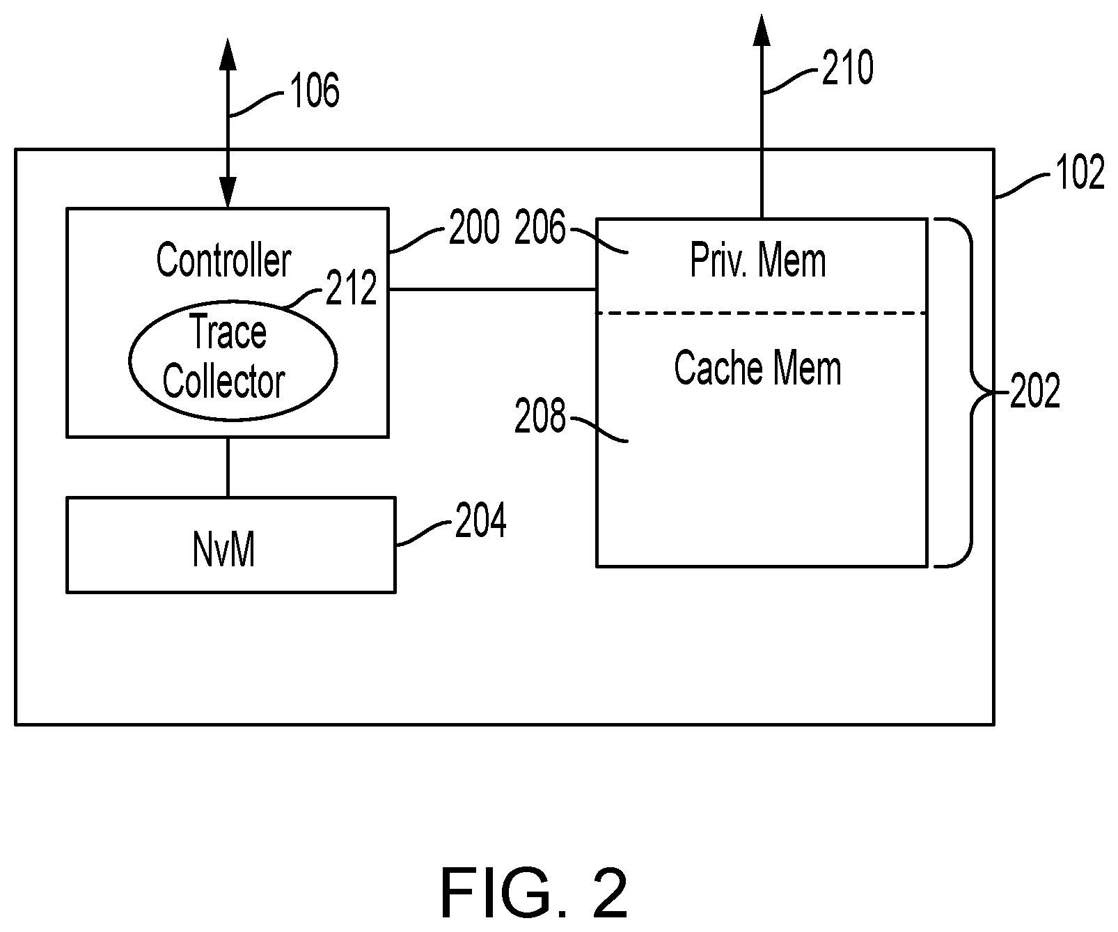 Patent US12602187 Figure 2 – Systems and methods for collecting trace data via a memory device