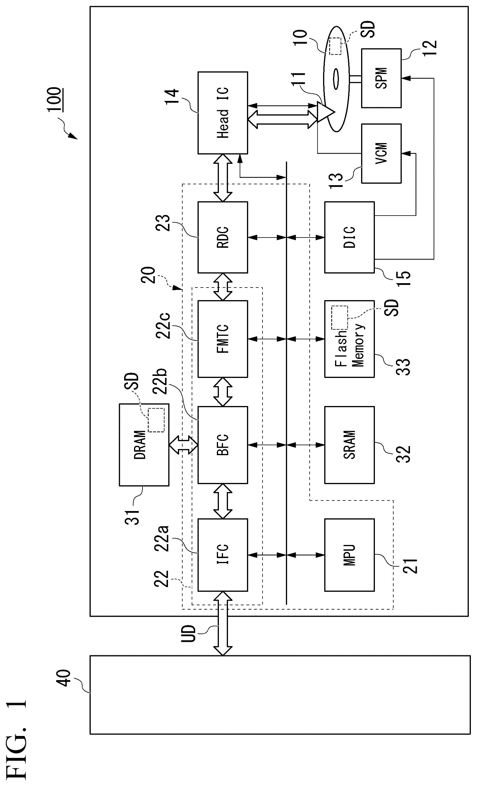 Patent US12602188 Figure 1 – Disk device and recording method