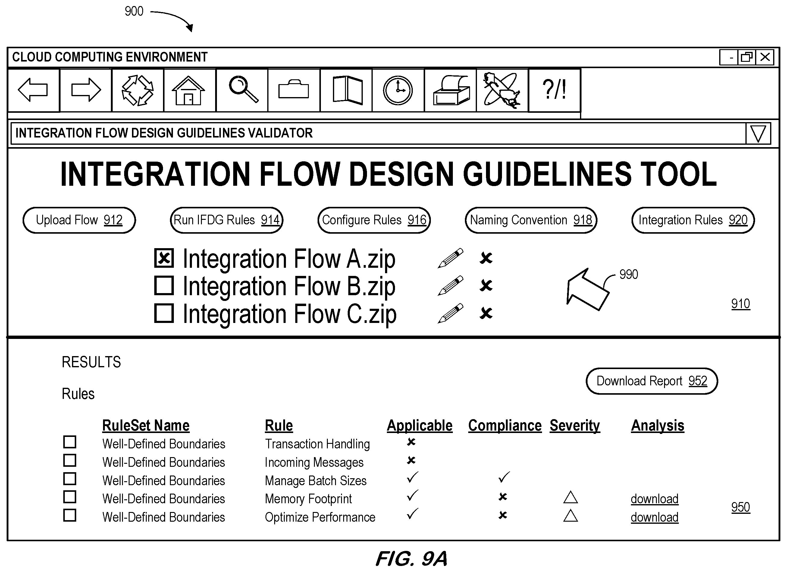 Patent US12602203 Figure 10 – Integration flow design guidelines validator