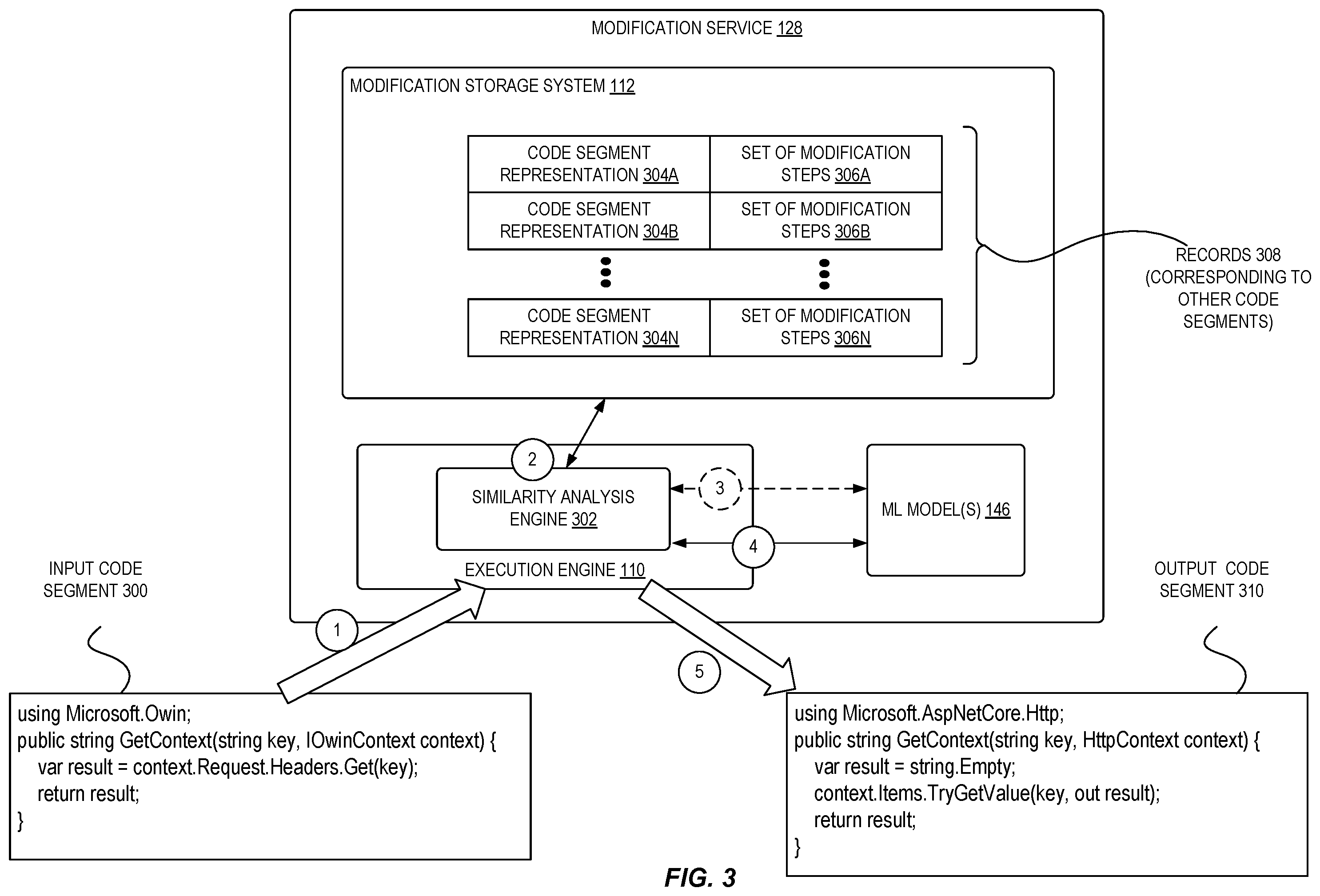 Patent US12602226 Figure 3 – Complex code modification via chain of thought prompting