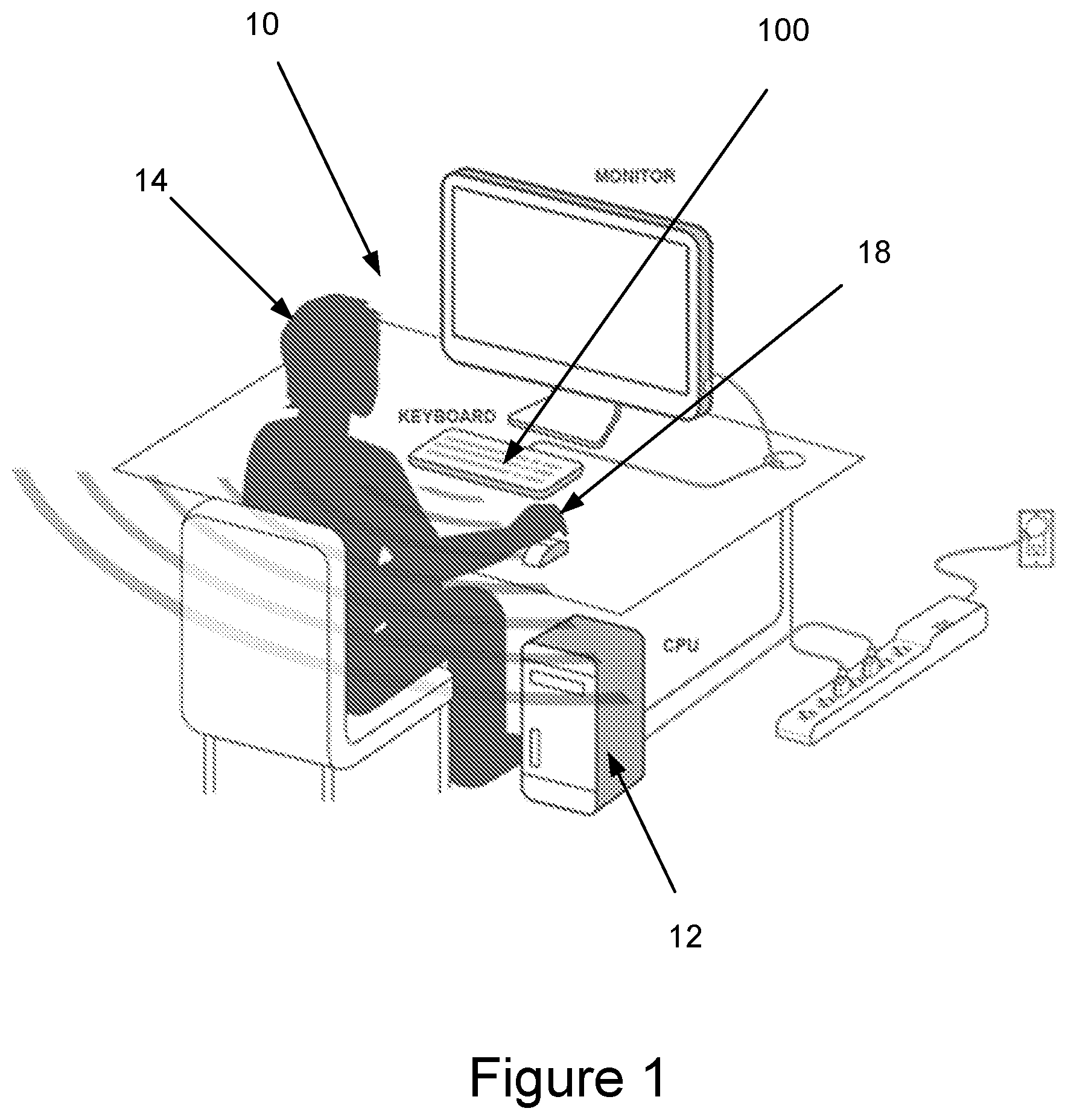 Patent US12602235 Figure 1 – User presence detection keyboard with configurable sleep mode control