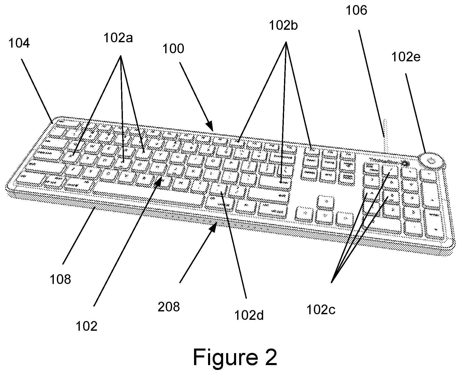 Patent US12602235 Figure 2 – User presence detection keyboard with configurable sleep mode control