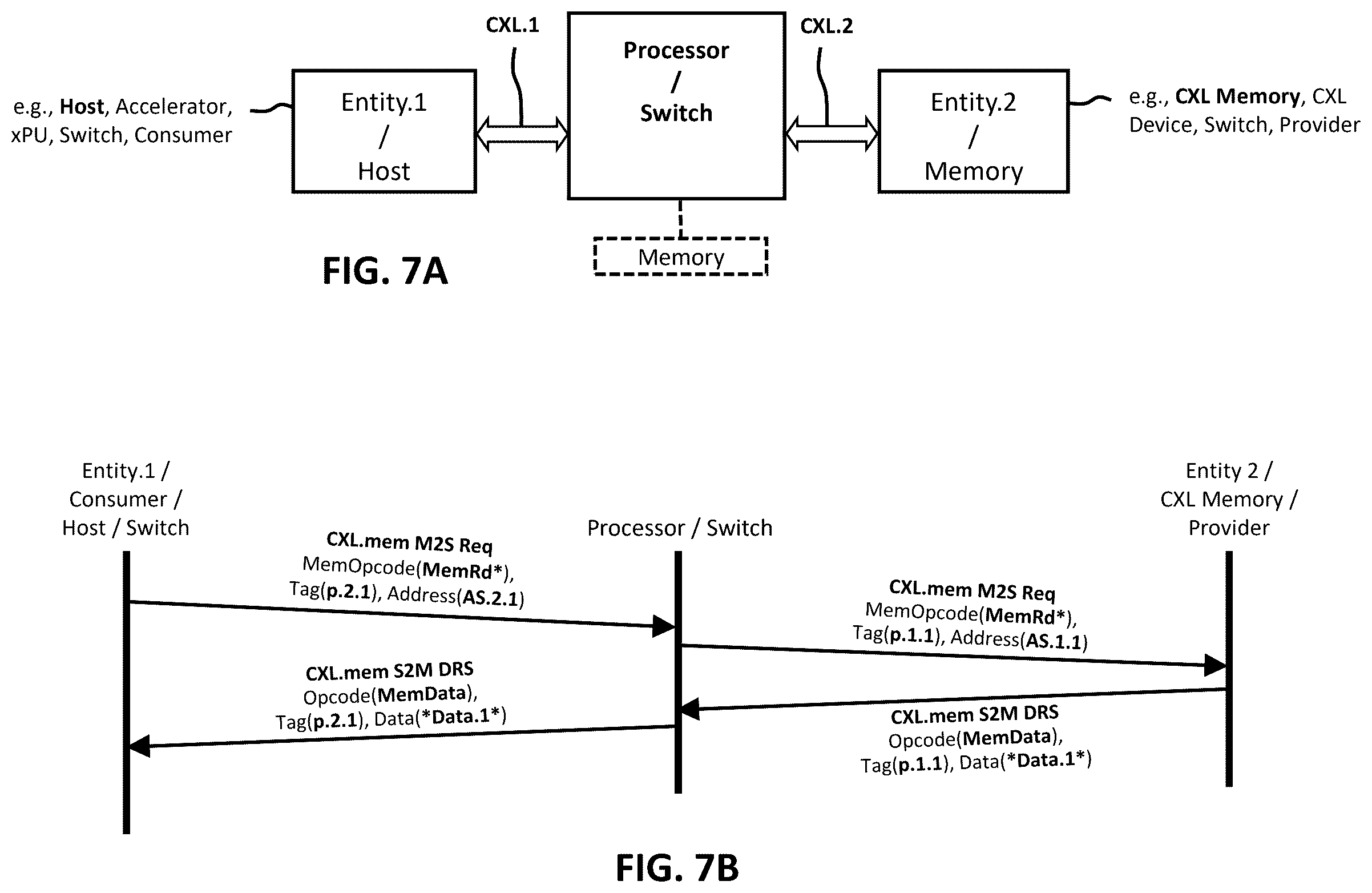 Patent US12602345 Figure 7 – Multi-protocol retimer enabling transparent and non-transparent bridging for memory fabrics including PCIe, CXL, or UALink