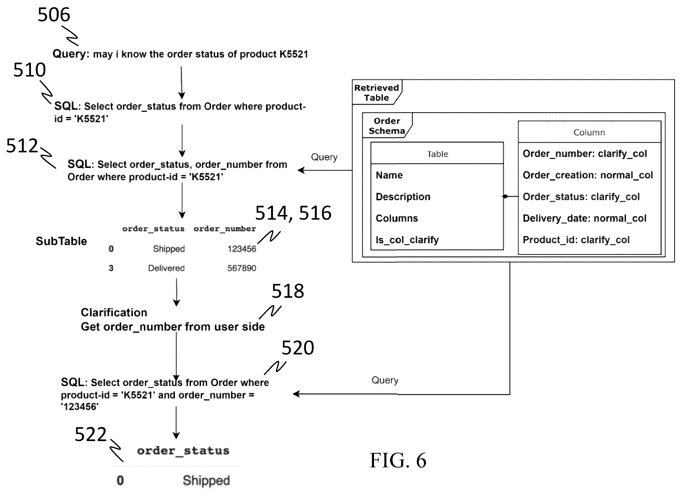 Patent US12602373 Figure 7 – System and method for generating database queries based on natural language input