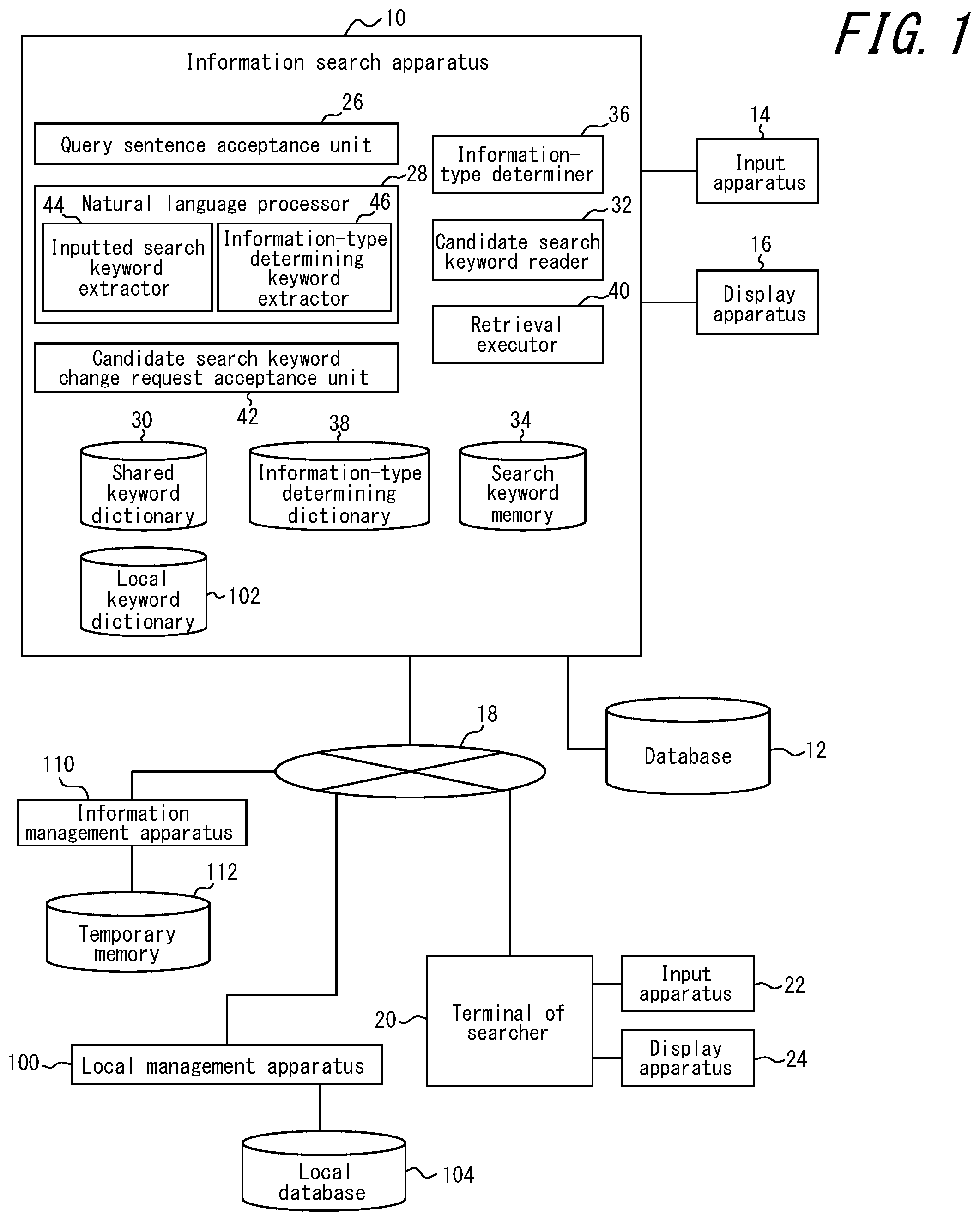 Patent US12602409 Figure 1 – Information search system