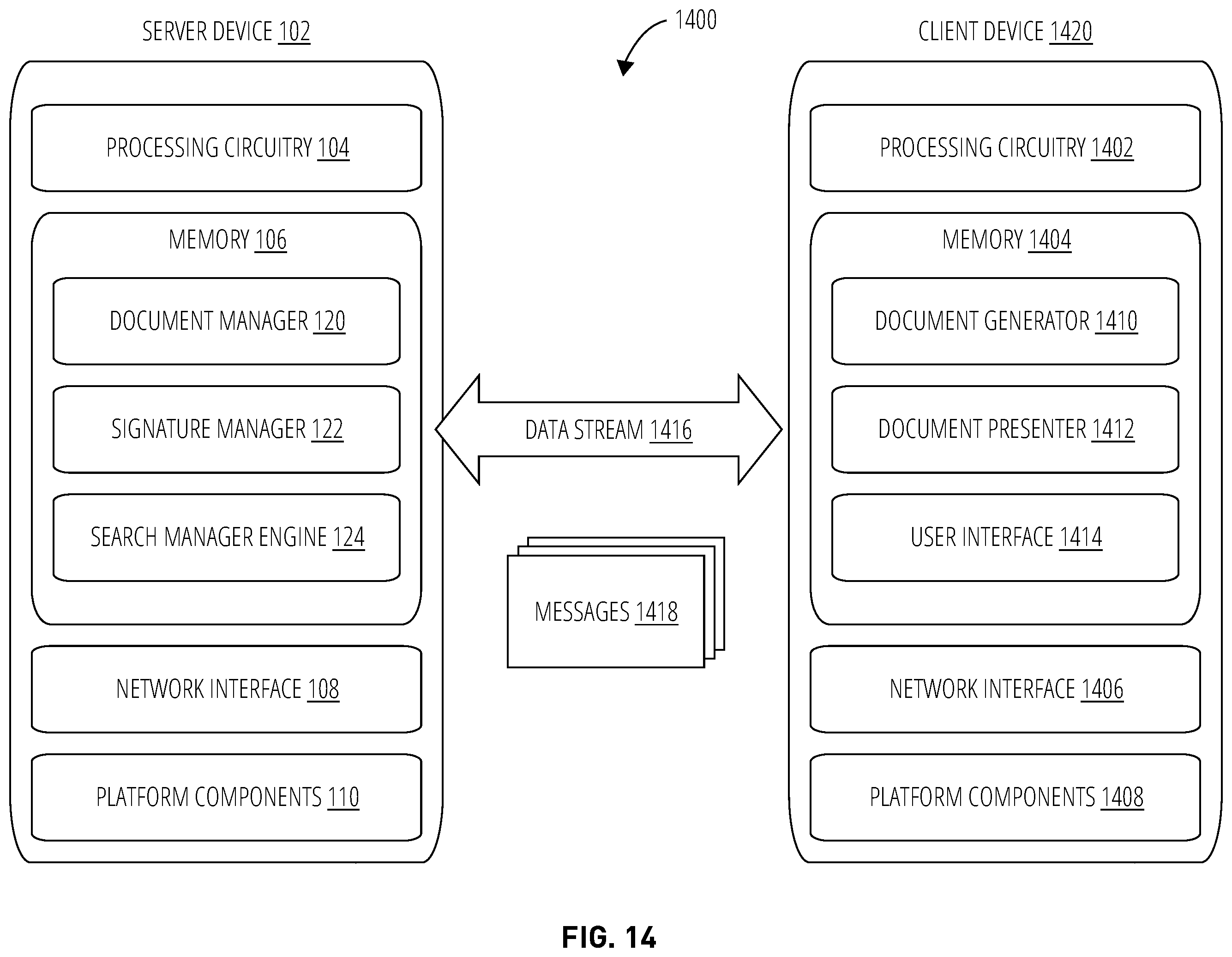 Patent US12602415 Figure 14 – Inter-document search using knowledge-enriched vectors