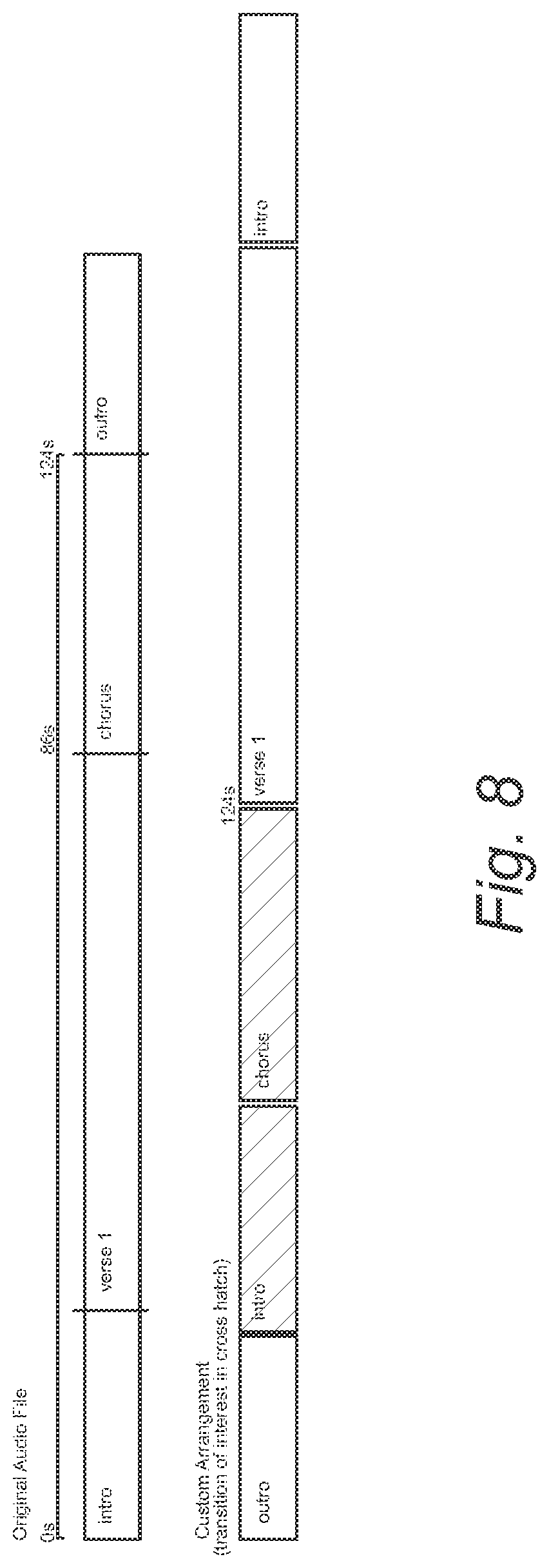 Patent US12602426 Figure 8 – Method for restructuring audio within an audio file