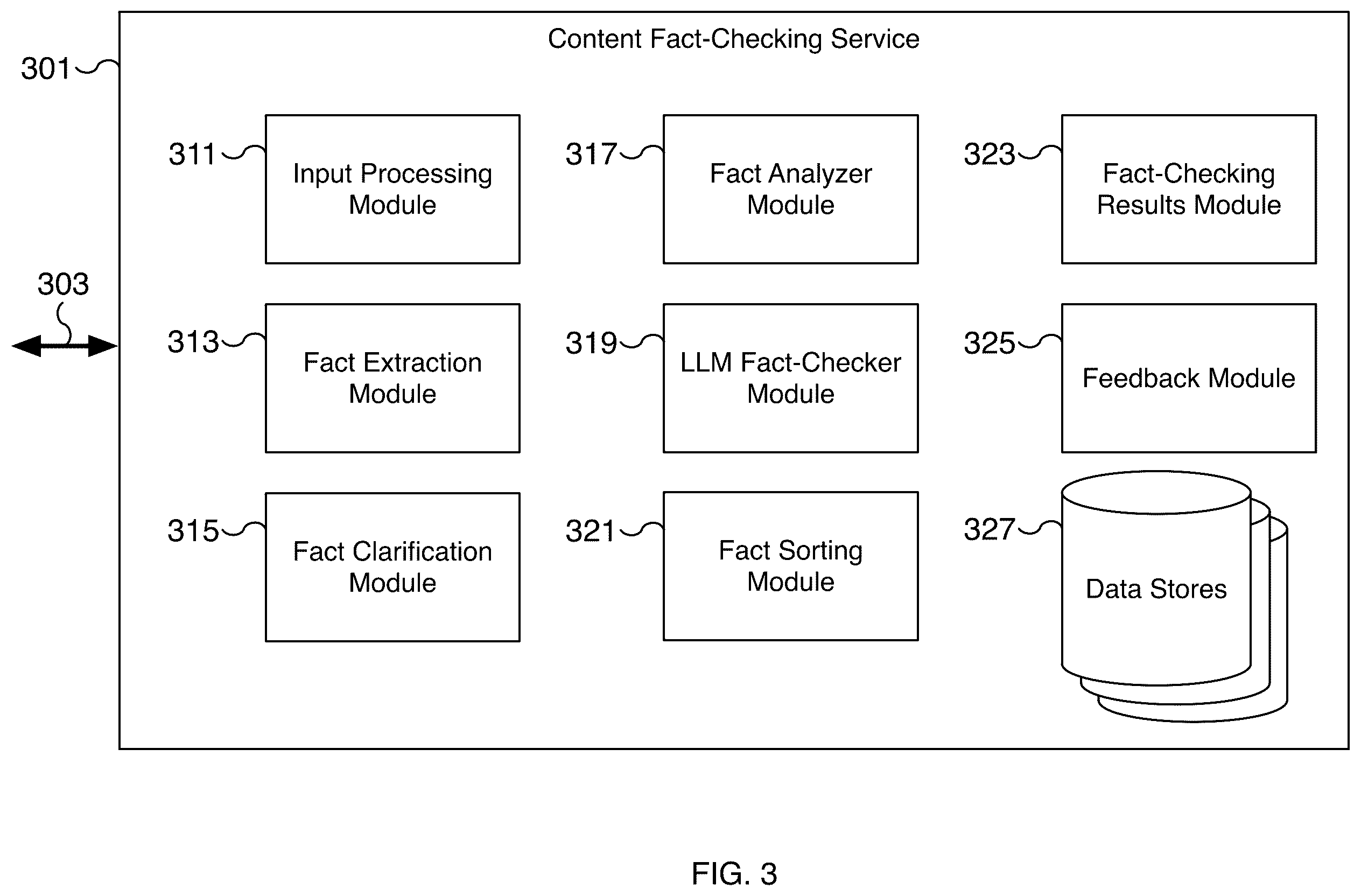 Patent US12602436 Figure 3 – System for real-time fact-checking of multimedia content