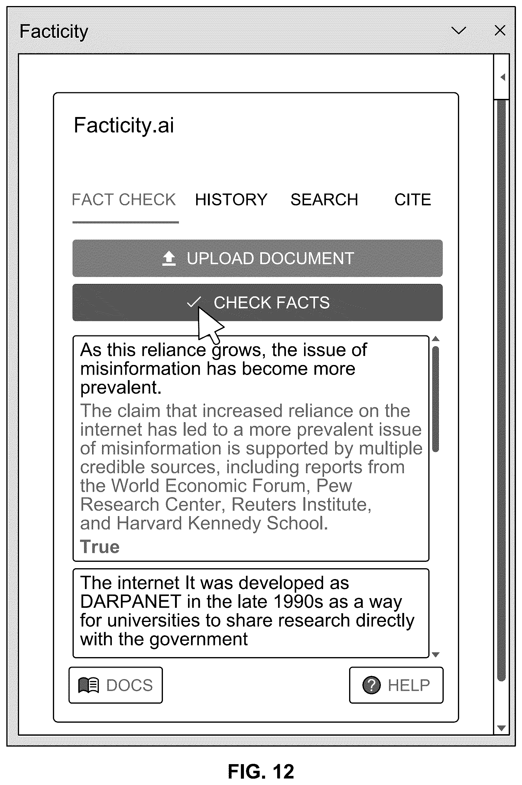 Patent US12602436 Figure 13 – System for real-time fact-checking of multimedia content