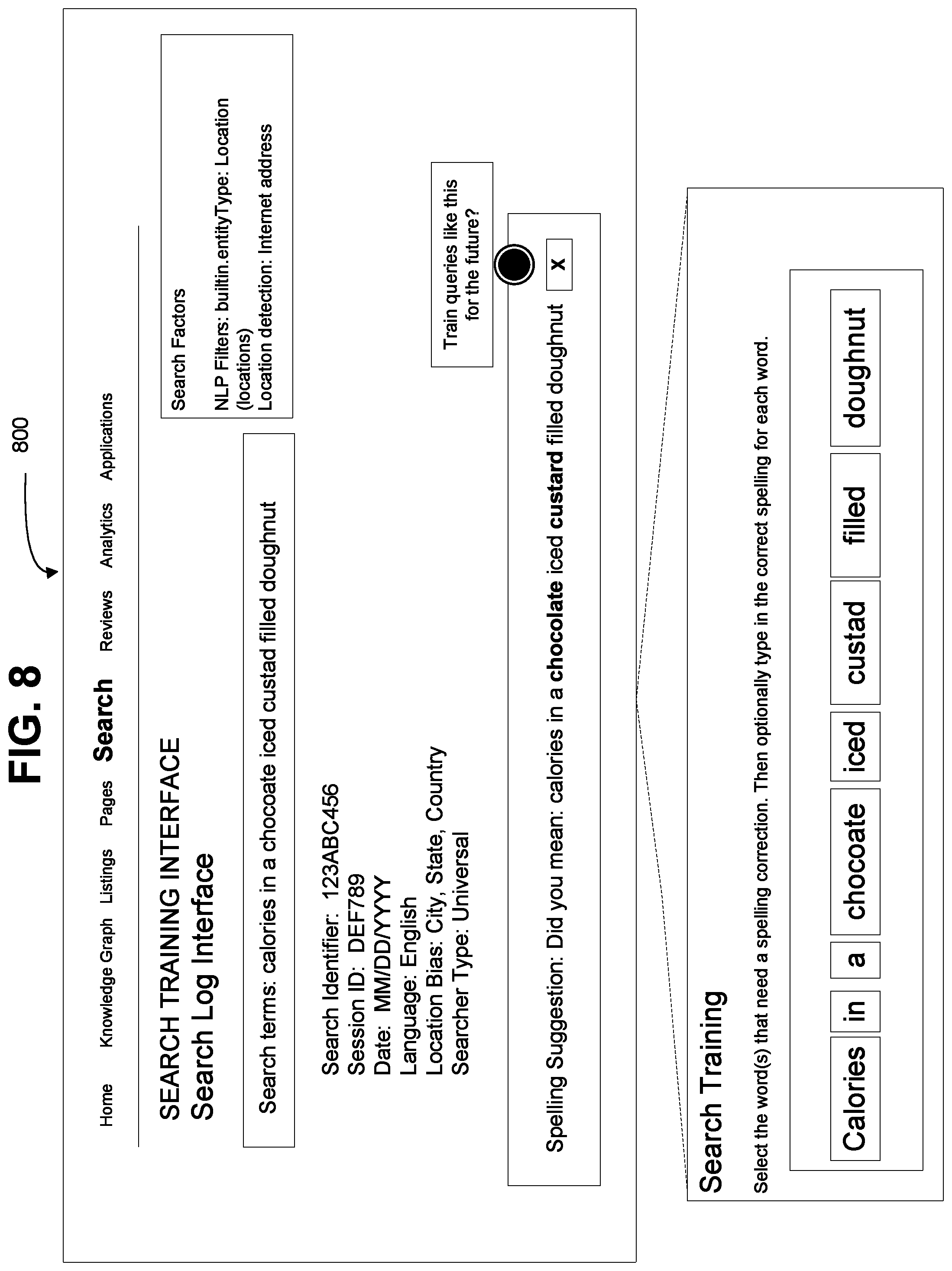 Patent US12602439 Figure 8 – Search experience management system