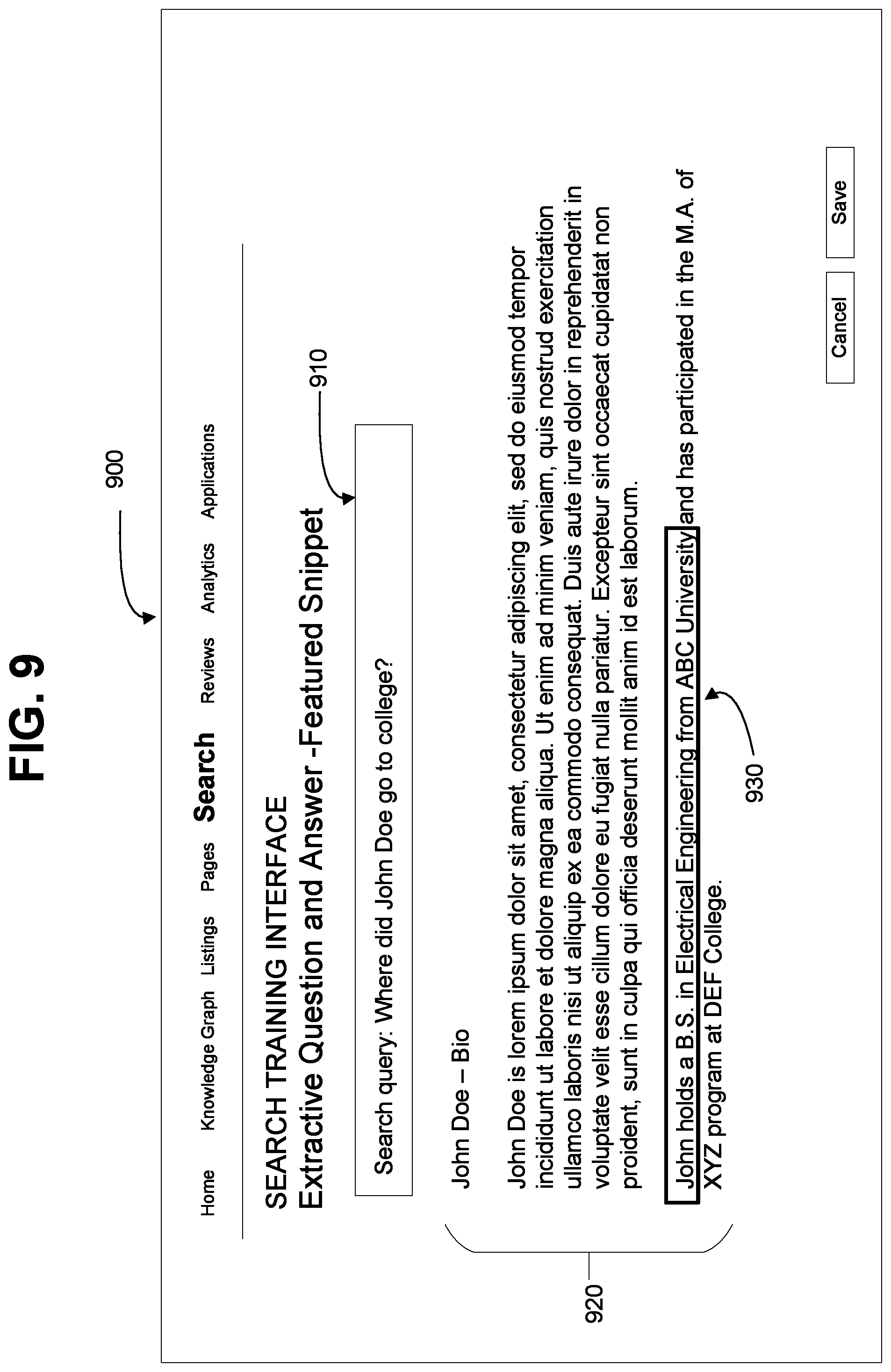 Patent US12602439 Figure 9 – Search experience management system