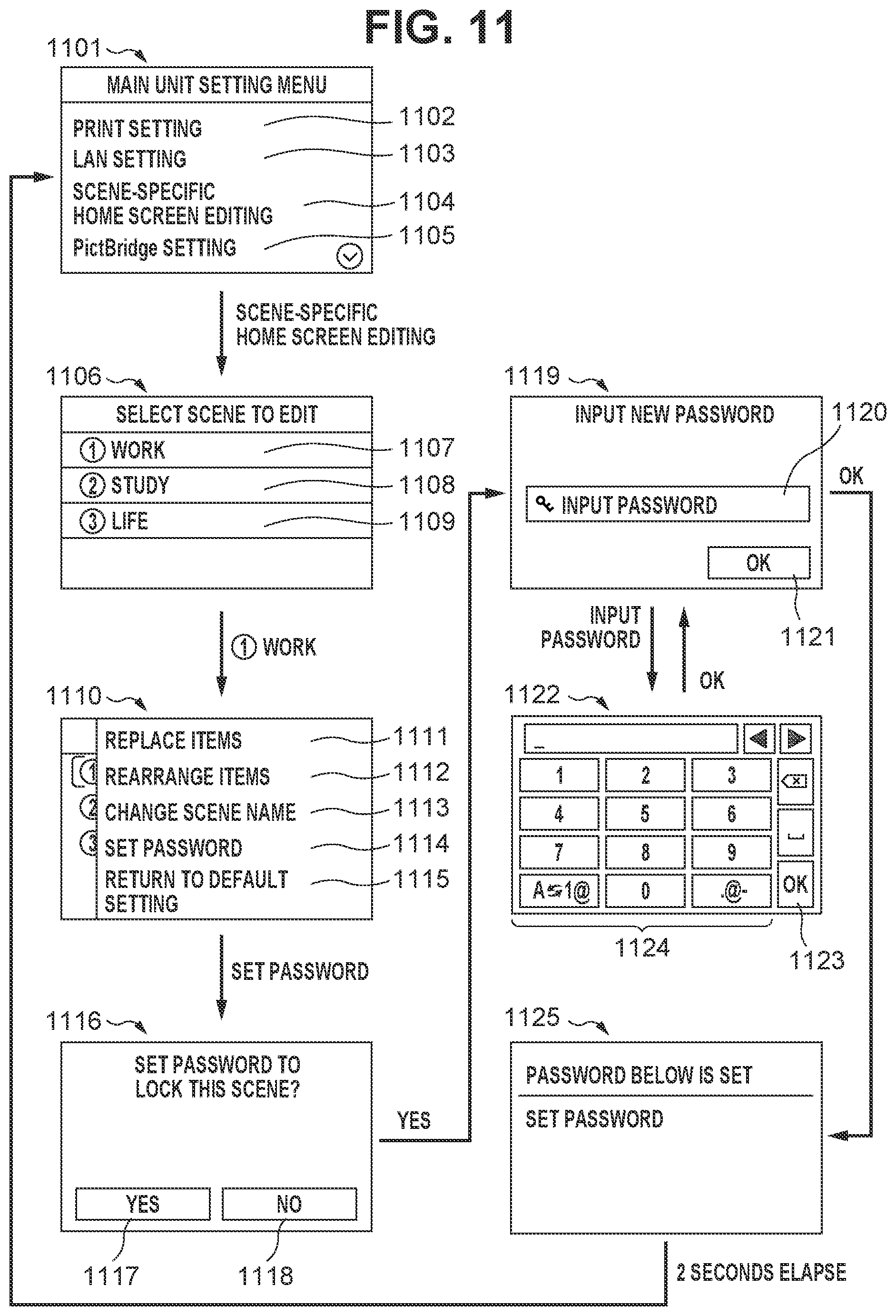 Patent US12602458 Figure 11 – Access management and control of a display unit menu options