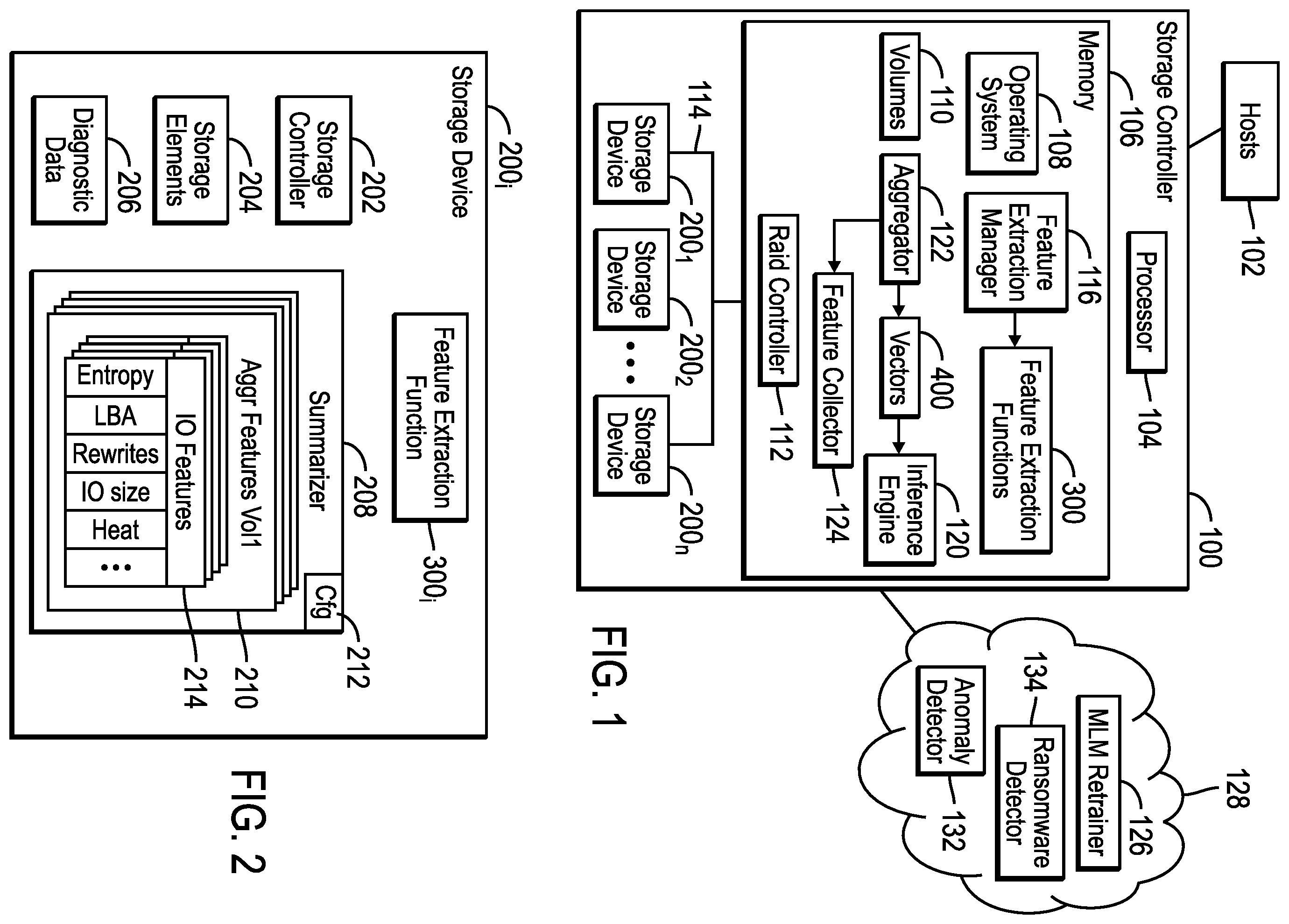Patent US12602475 Figure 1 – Aggregating input/output operation features extracted from storage devices to form a machine learning vector to check for malware