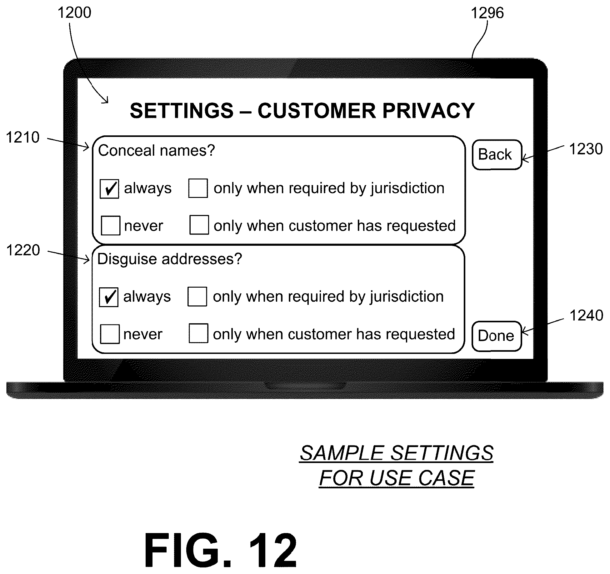 Patent US12602503 Figure 12 – Generating, from data of first location on surface, data for alternate but equivalent second location on the surface