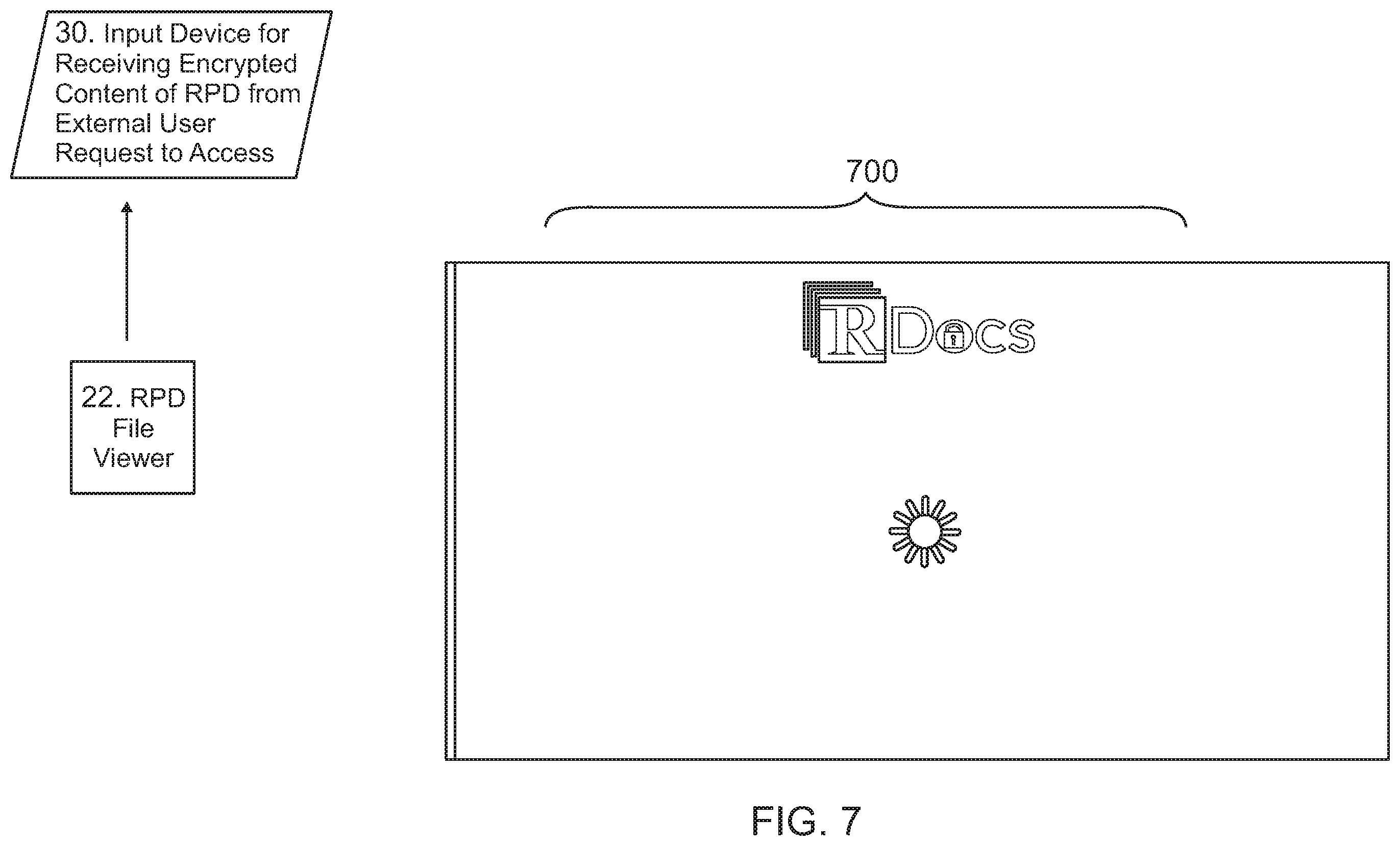Patent US12602506 Figure 7 – System and method for transforming an electronic file into a rights controlled and social document
