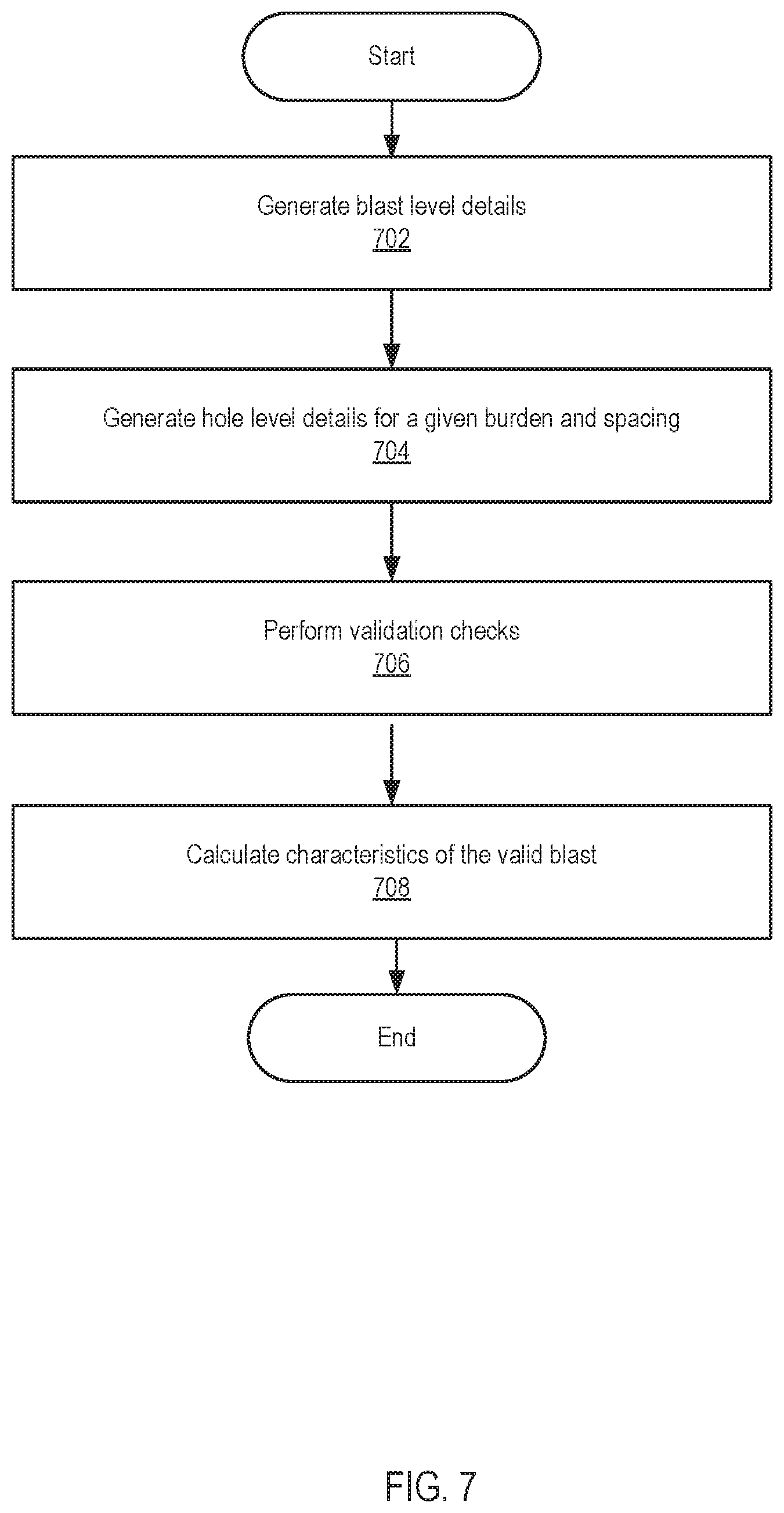 Patent US12602519 Figure 7 – Systems for automated blast design planning and methods related thereto