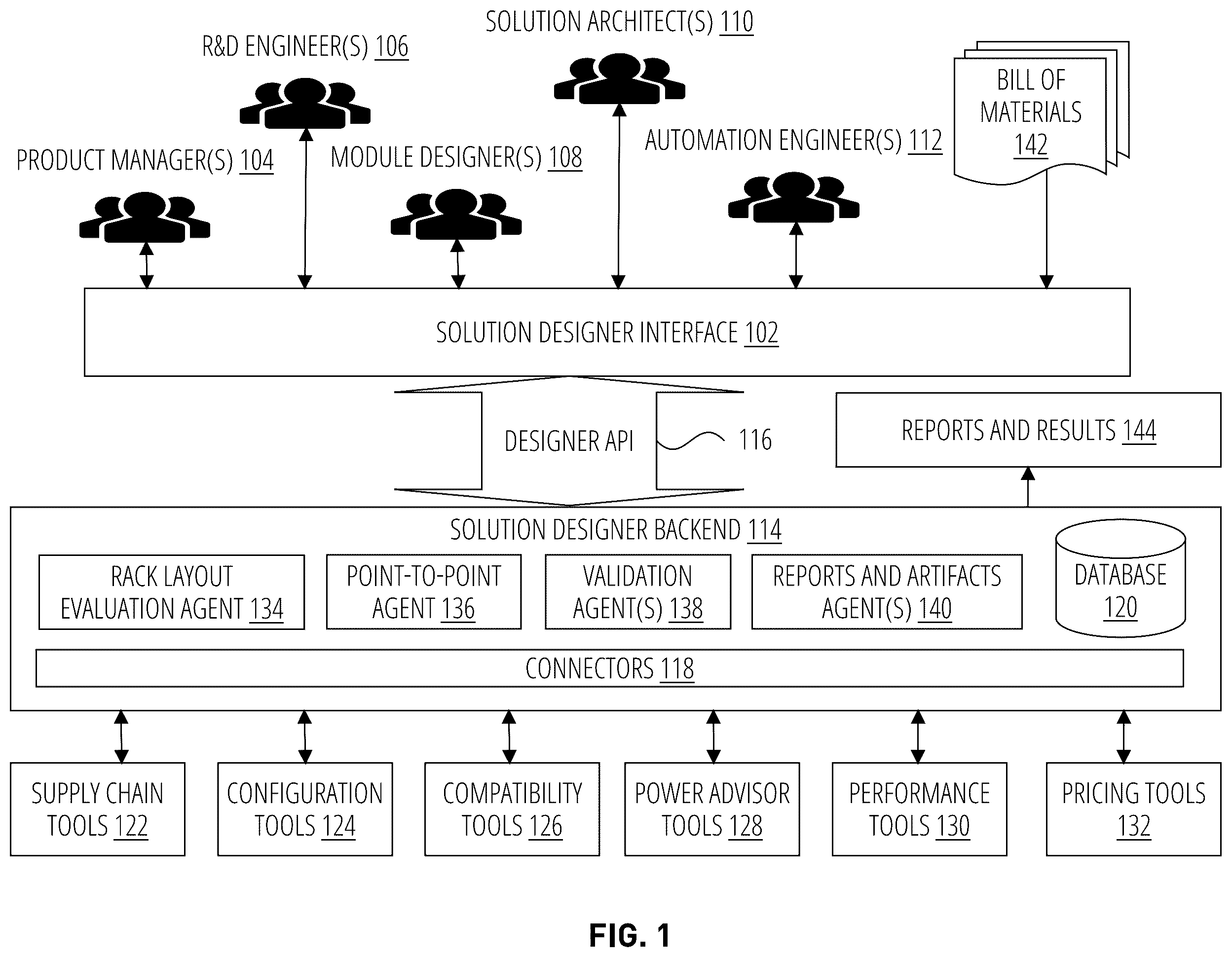 Patent US12602523 Figure 1 – Rack-based design verification and management