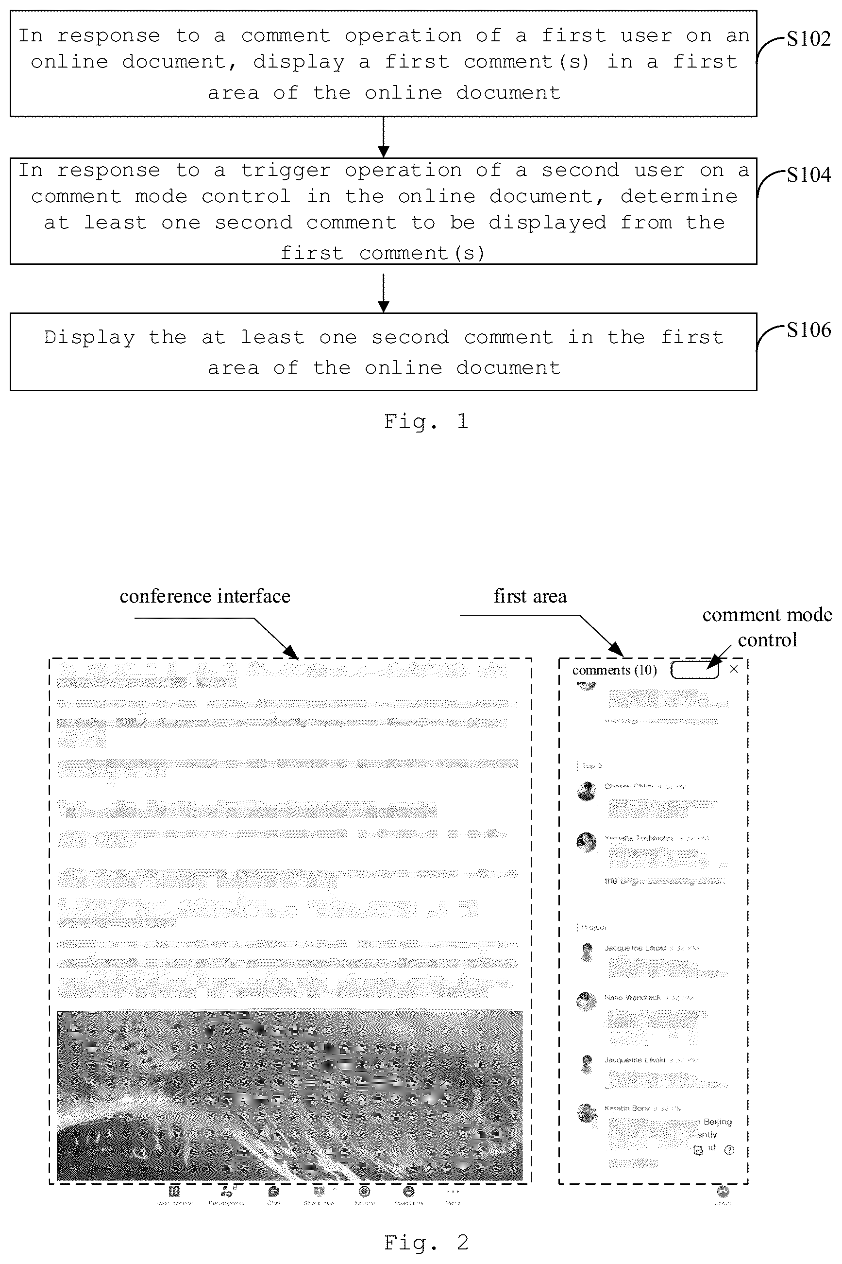 Patent US12602535 Figure 1 – Comment display method and apparatus of a document, and device and medium